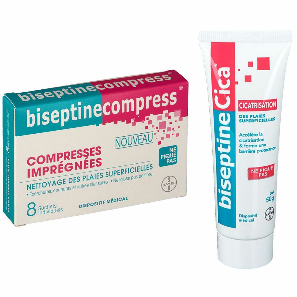 biseptineCica® Cicatrisation des Plaies Superficielles + biseptineCompress® Imprégnées