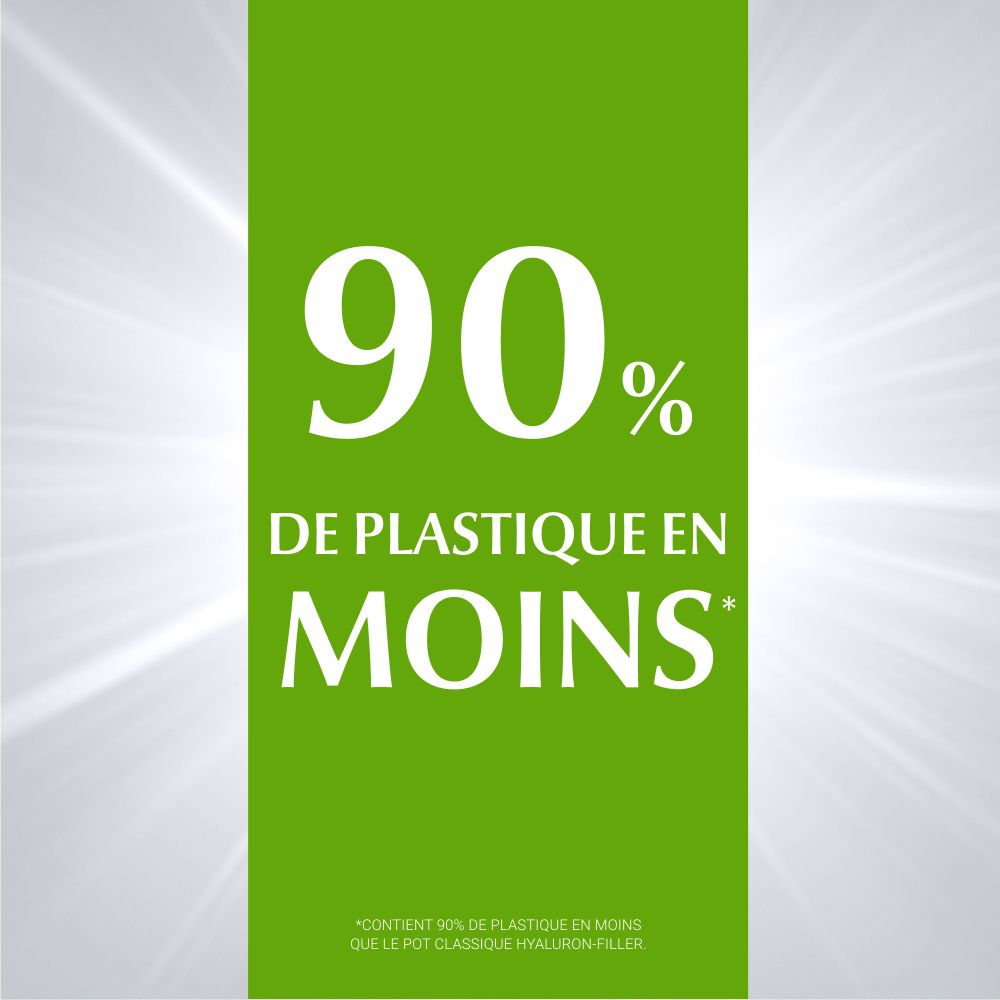 90% weniger Plastik. Grüner Hintergrund mit weißer Schrift. Text: weniger Plastik.