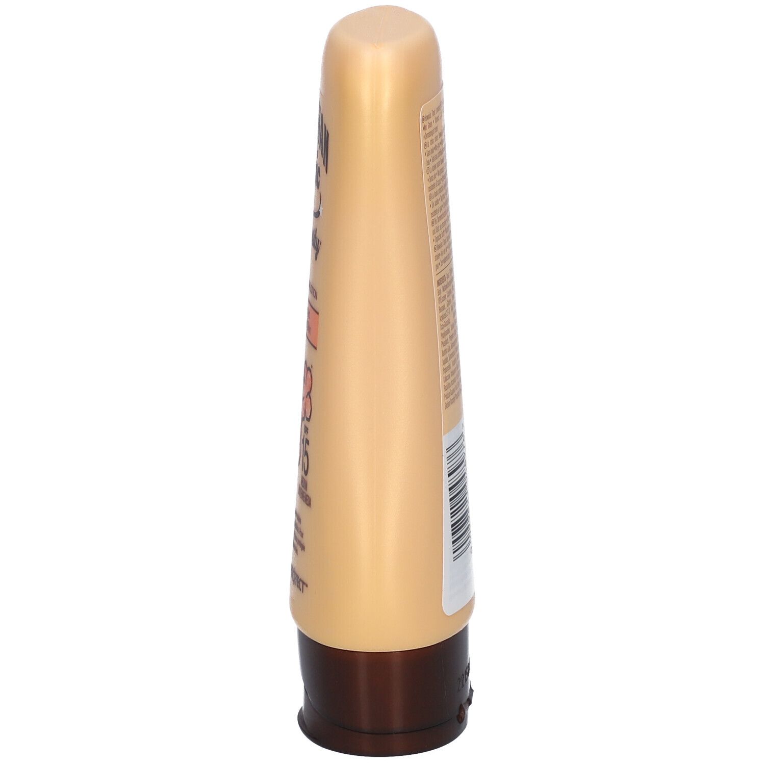 Hawaiian Tropic Luminosity Lotion Solaire Protectrice SPF15. Seitenansicht der Flasche. Beige und braun.