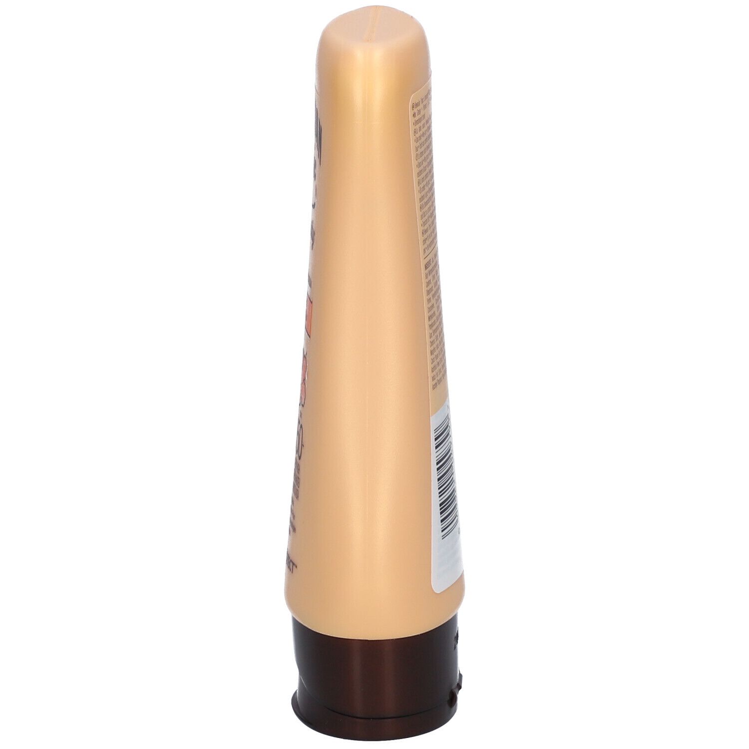 Seite einer hellbeigen Flasche Hawaiian Tropic Luminosity Sonnenschutzlotion.