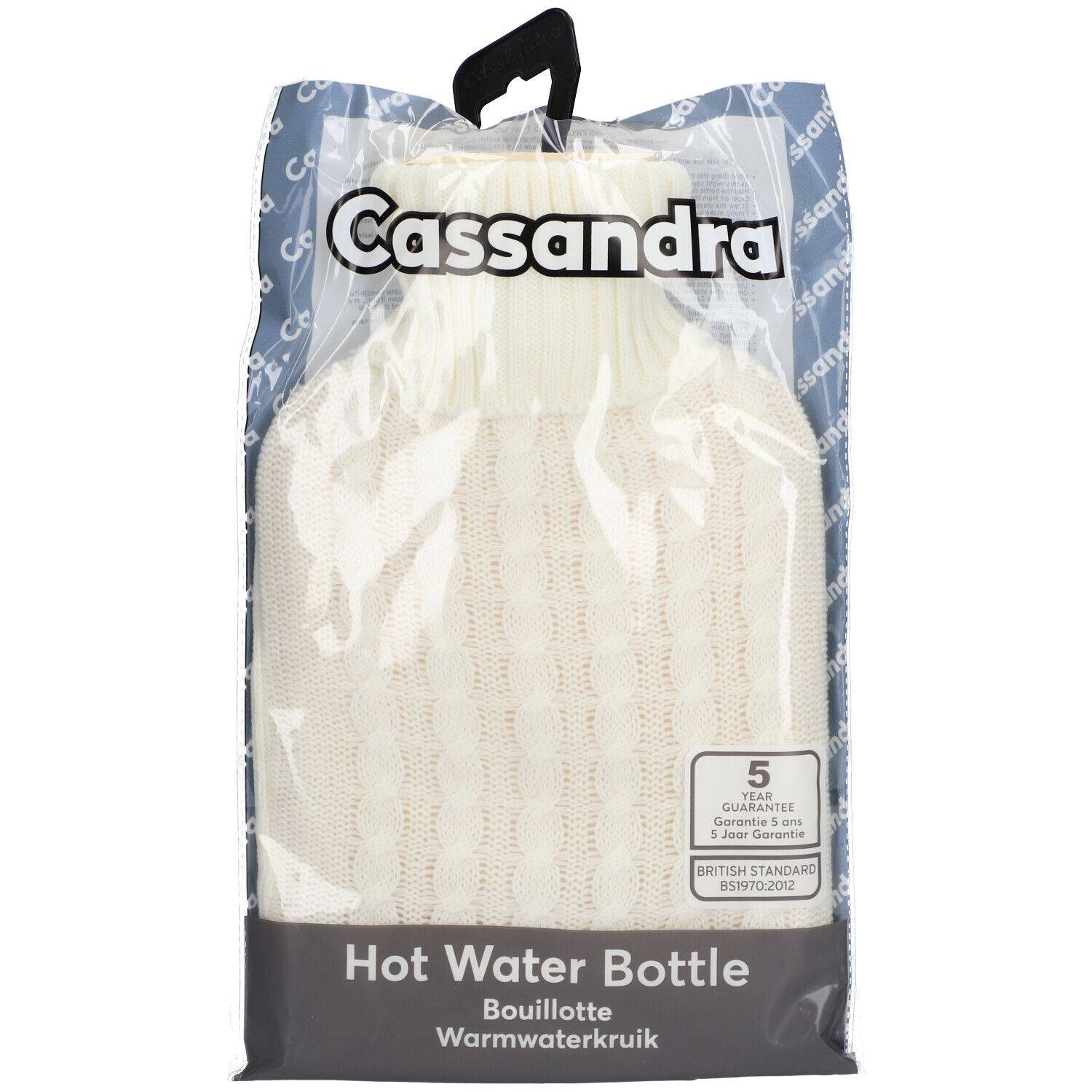 Cassandra Bouillotte Housse Tricot Blanche 1,8L