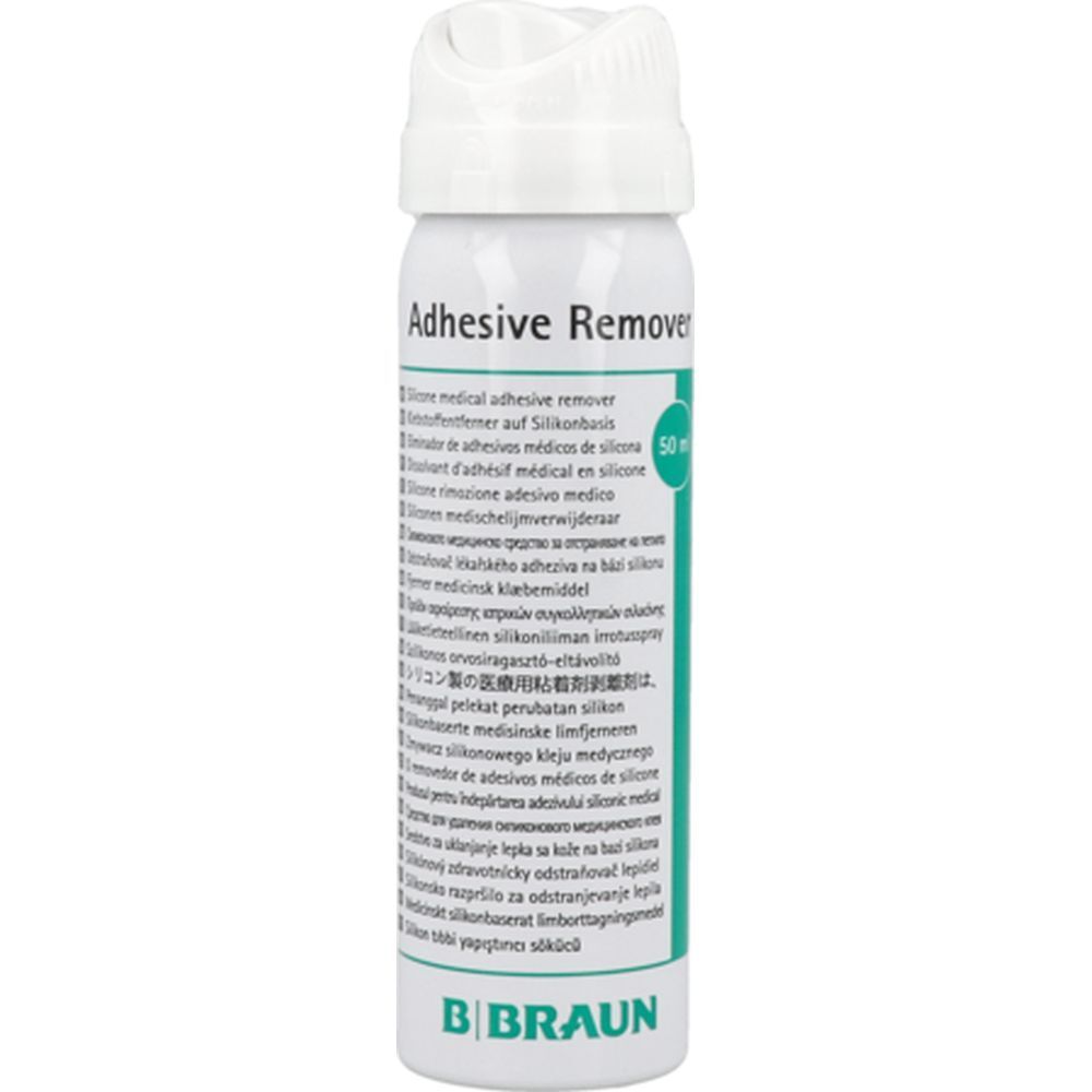 B. Braun, dissolvant adhésif en spray. Inscription: Adhesive Remover, 50 ml.