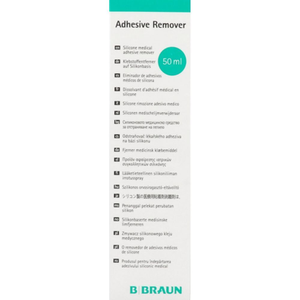 B. Braun, emballage de dissolvant adhésif. Inscription: Adhesive Remover, 50 ml.