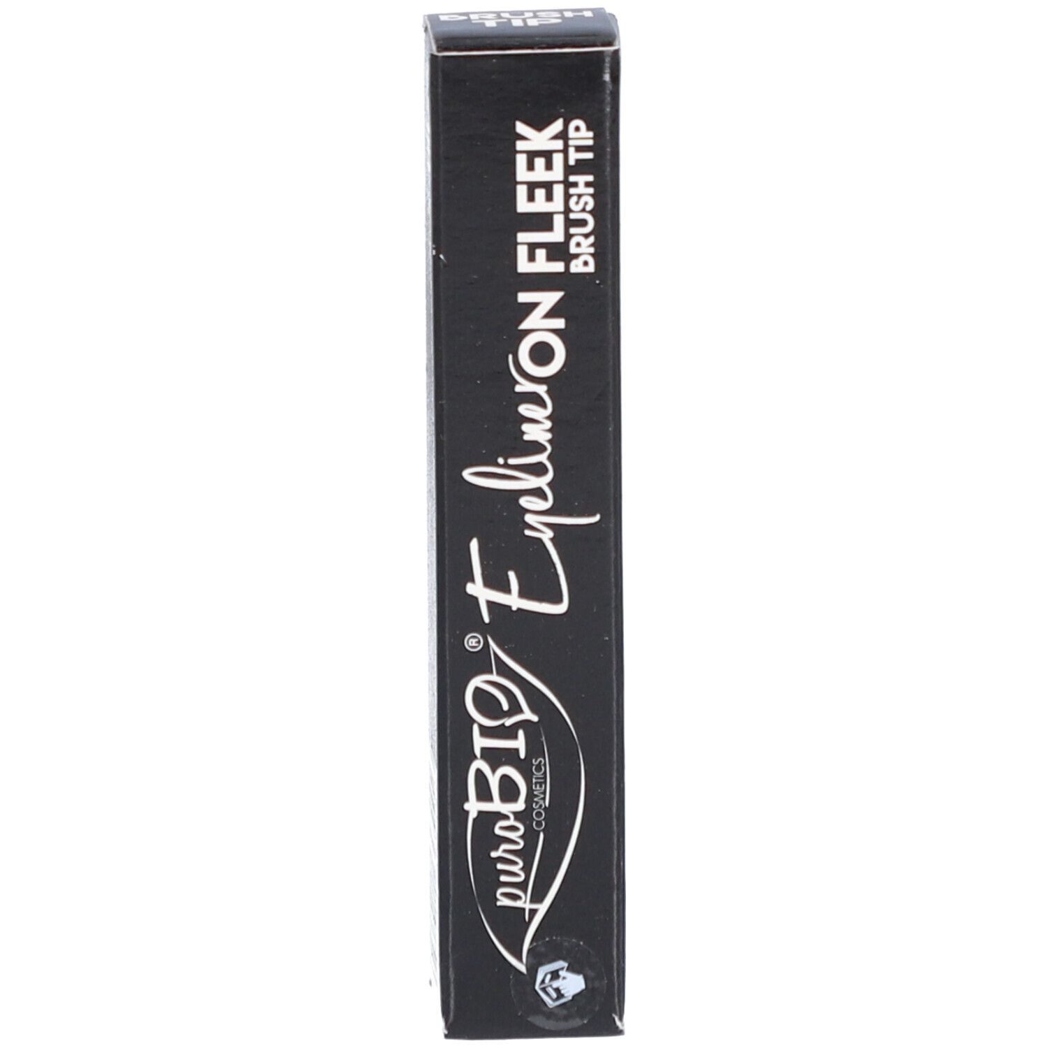 Emballage d'eyeliner noir. Du texte est visible sur l'emballage. L'emballage est rectangulaire.