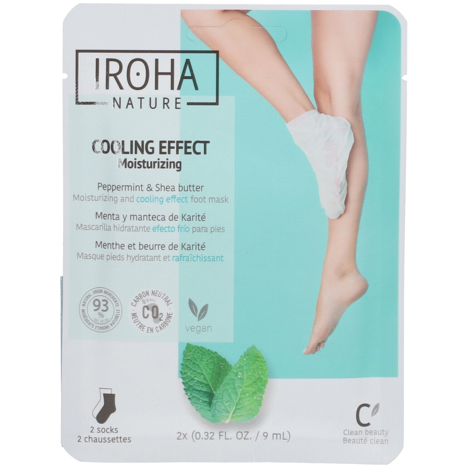Iroha Nature Chaussettes de masque relaxant à la menthe pour les pieds