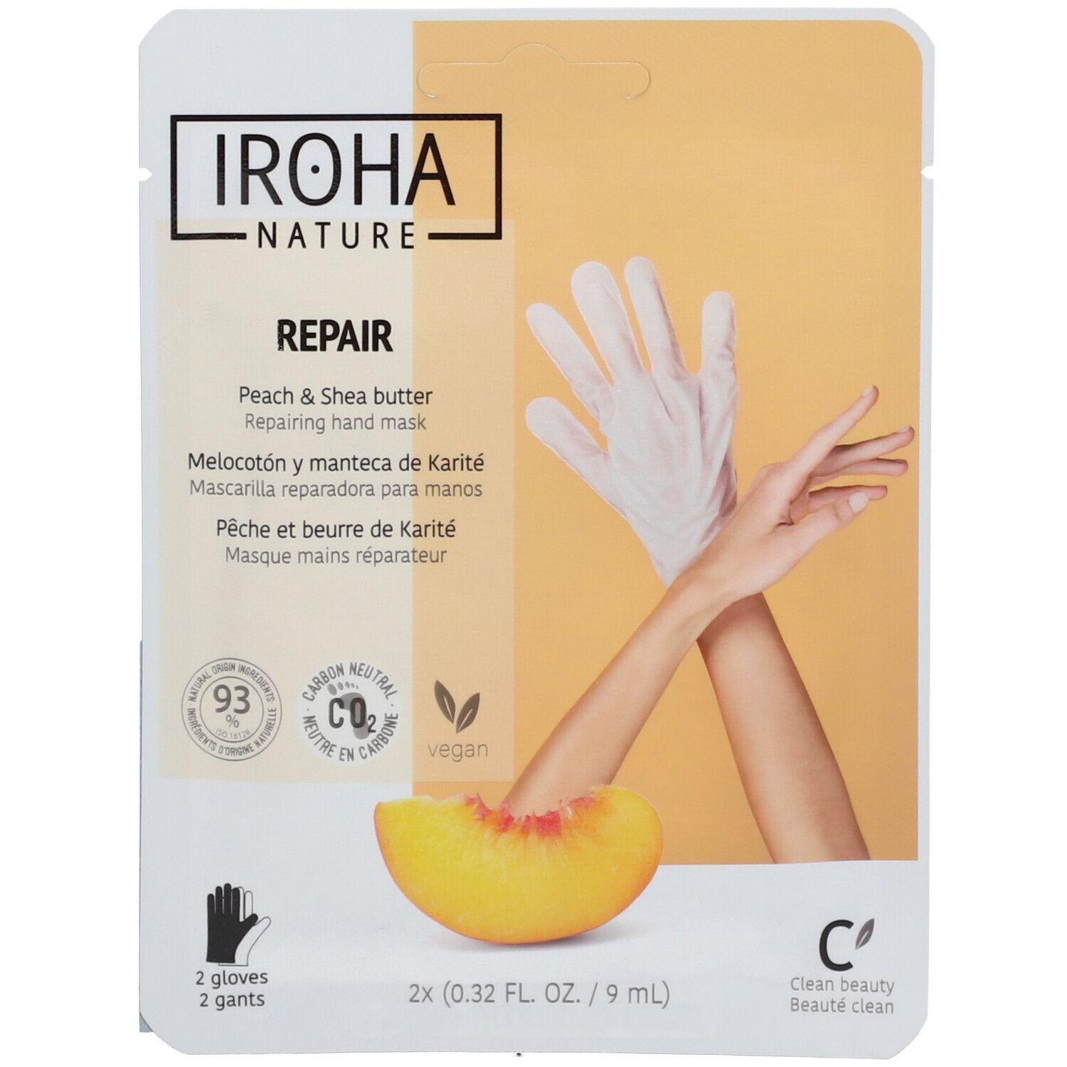 IROHA NATURE Reparierende Maskenhandschuhe Peach