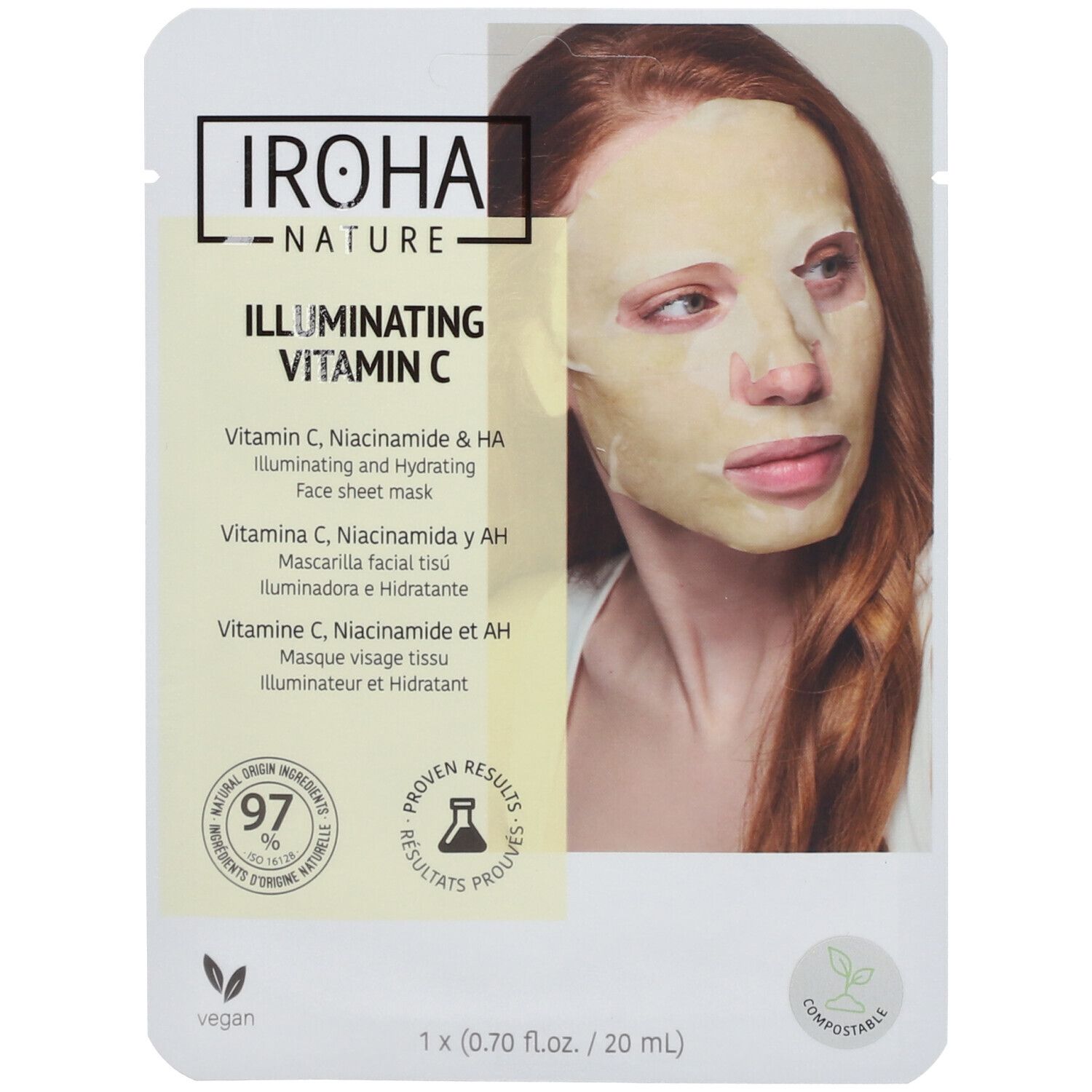 IROHA NATURE Leuchtende, feuchtigkeitsspendende Maske mit Vitamin C