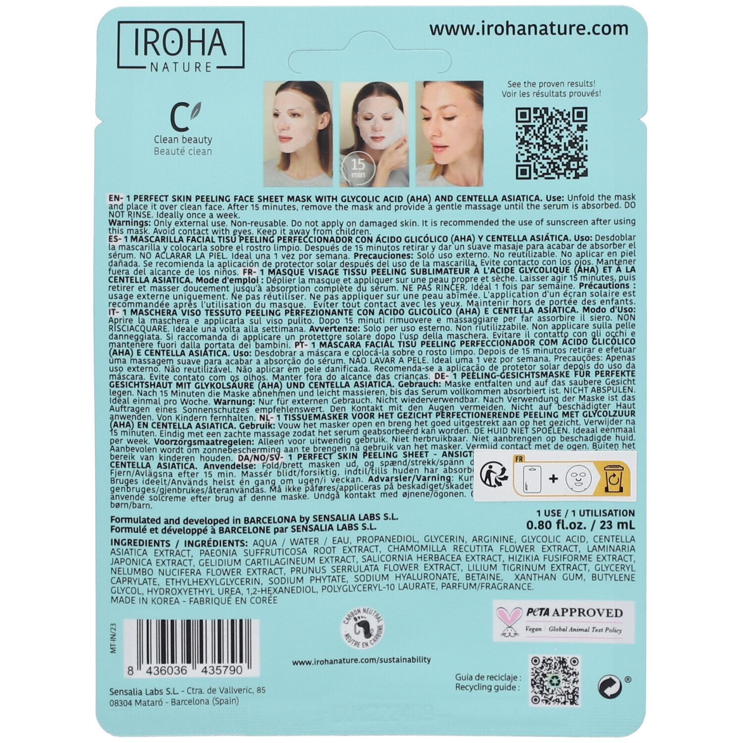 IROHA NATURE Peeling-Maske für perfekte Haut mit Glykolsäure