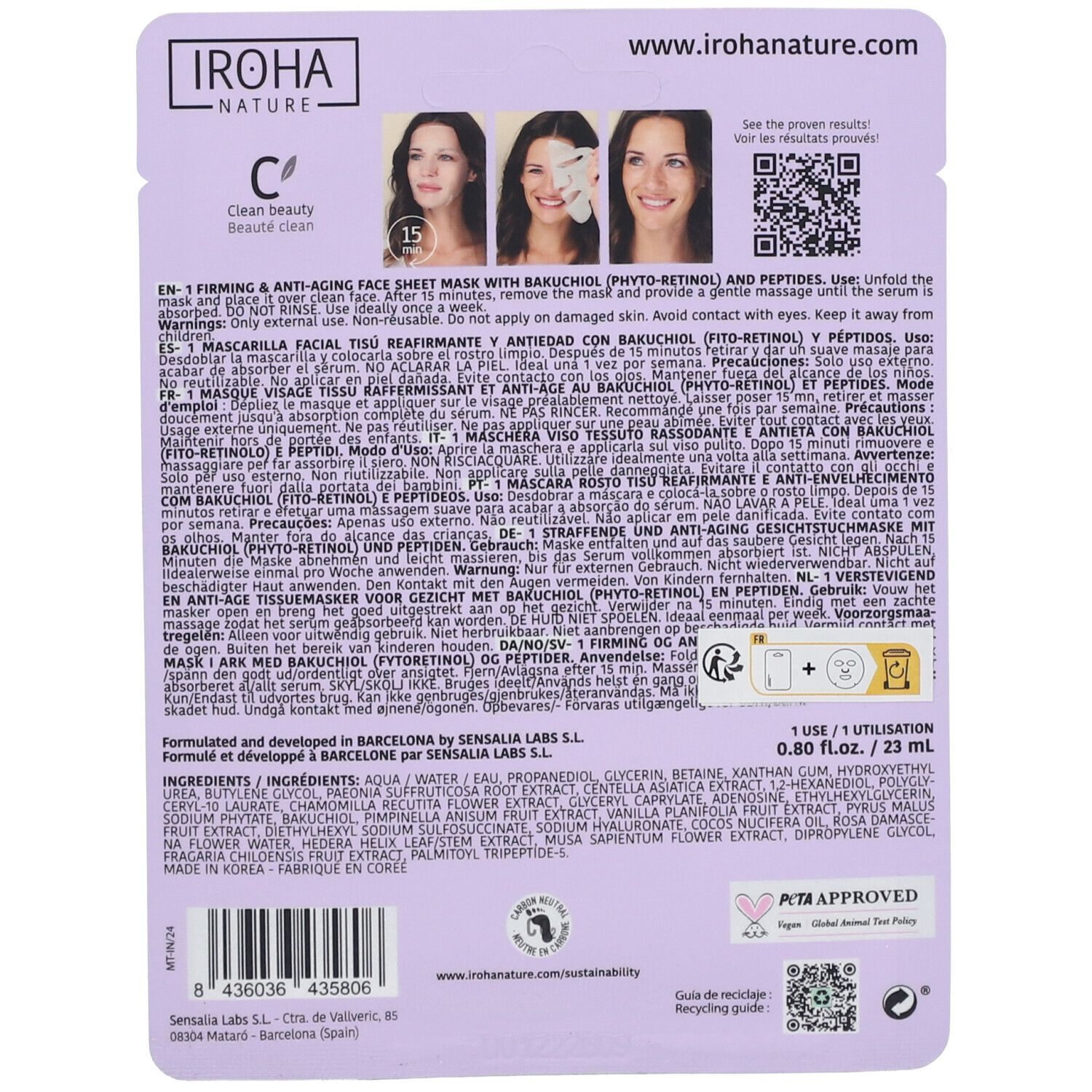 Iroha Masq Tissu Bakuchiol 23 ml Gesichtsmaske