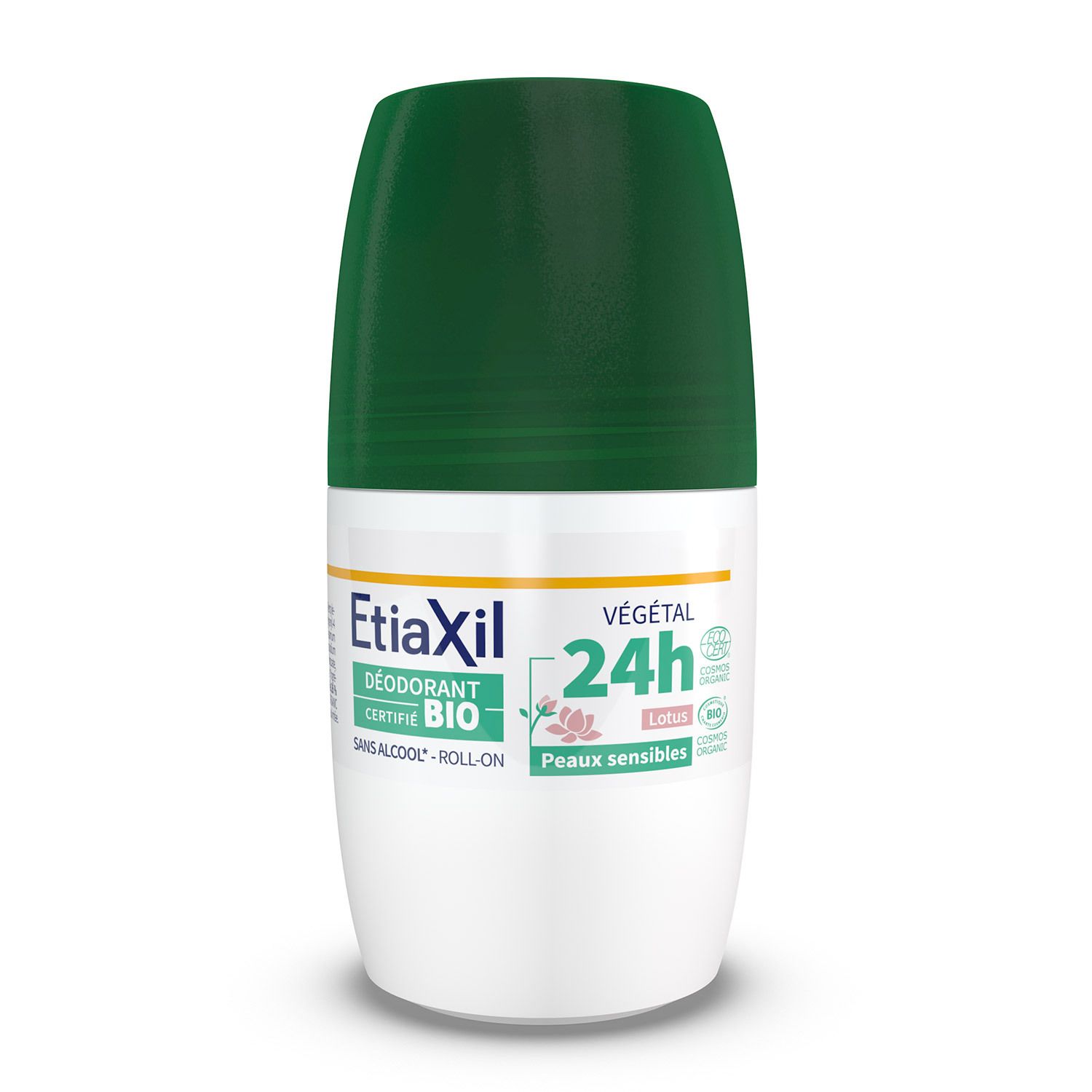 Etiaxil - Déodorant Végétal - Certifié BIO Parfum Lotus 24H - Aisselles - Adapté aux peaux sensibles - Roll-on - 50 ml