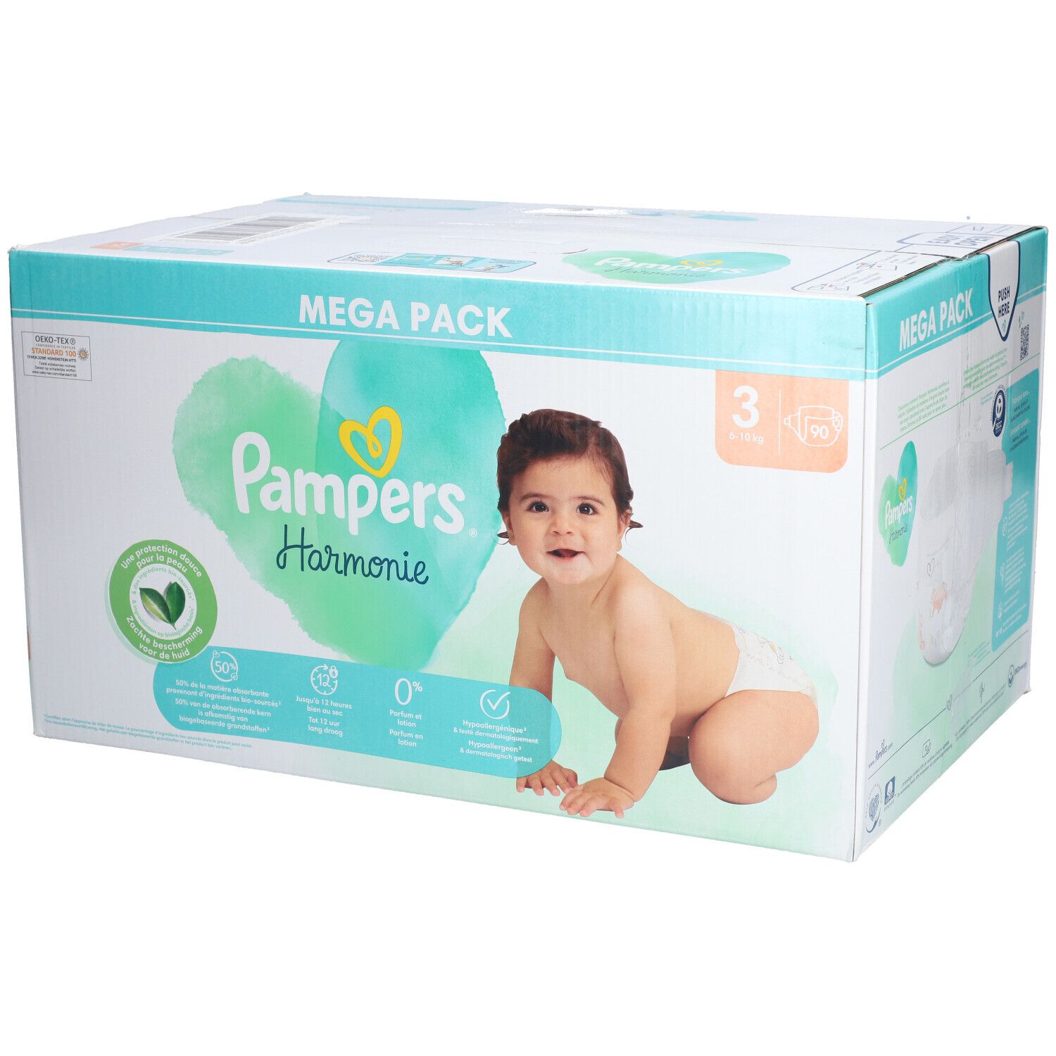 Pampers Harmonie - Couche à base de coton et fibres végétales. Taille 3, 6 kg à 10 kg - me