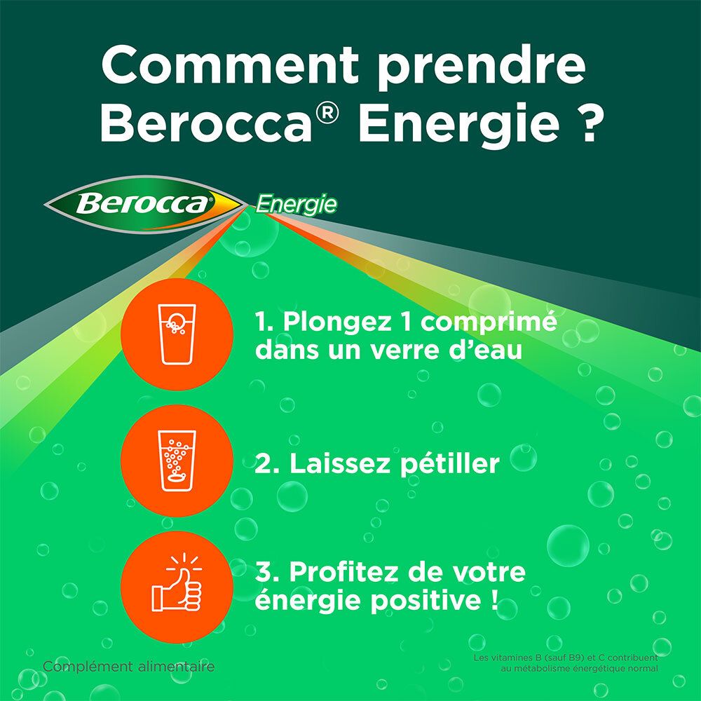Instructions: Dissoudre 1 comprimé dans l'eau, laisser pétiller, profiter.