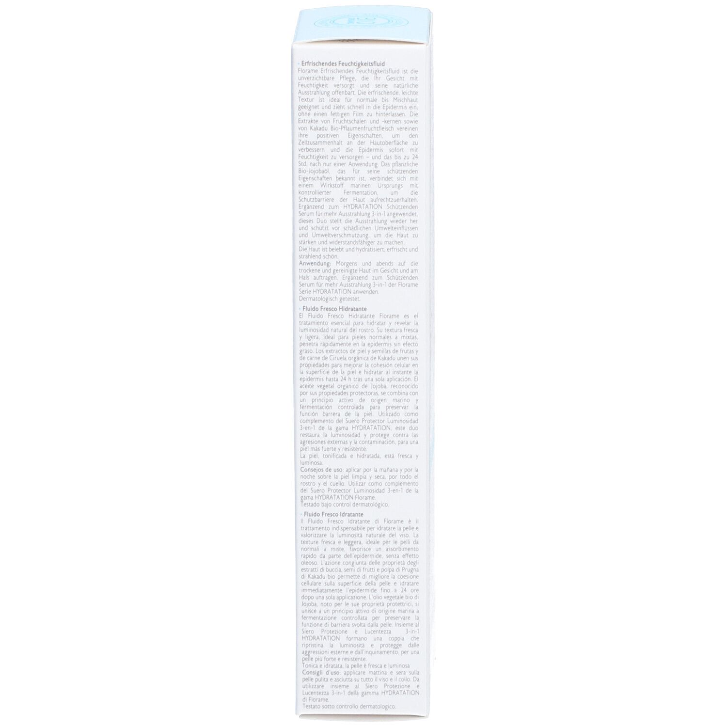 Schachtel, Seitenansicht. Text in französischer Sprache. Produktinformationen und Bio-Zertifizierung.