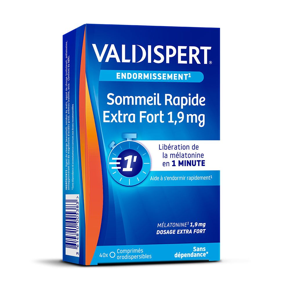 Valdispert Sommeil Rapide Extra Fort 1,9 mg à la mélatonine - Complément alimentaire - 40 comprimés