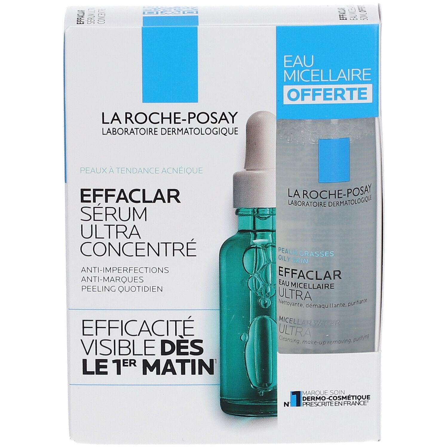 Coffret EFFACLAR Sérum Ultra Concentré et Eau Micellaire offerte. Efficacité visible dès le 1er matin. Pour peaux à imperfections.