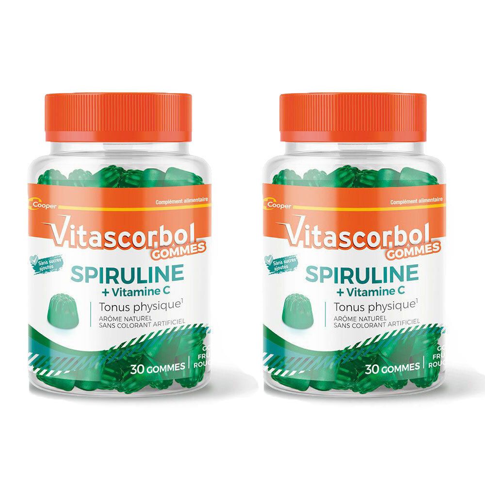 Vitascorbol Gommes Spiruline - Complément alimentaire à base de spiruline -2 Boîtes de 30 gommes