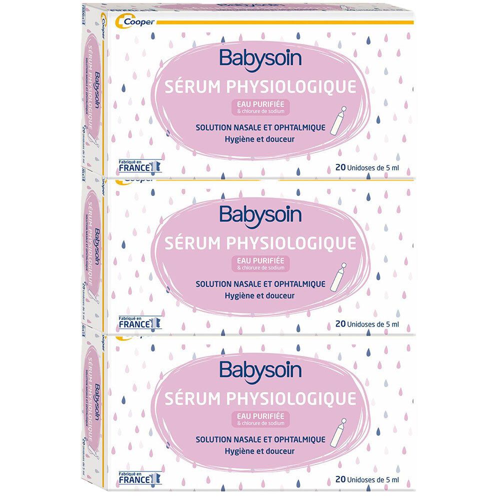 Babysoin Sérum Physiologique - 3 Boîtes de 20 unidoses