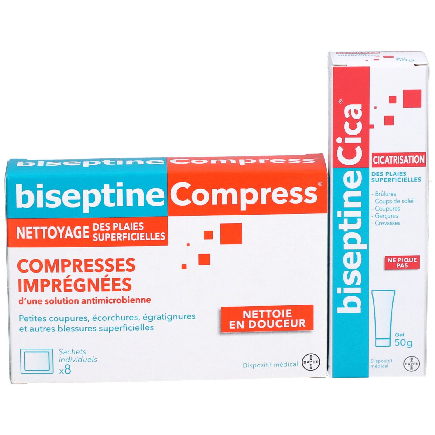 biseptineCica® Cicatrisation des Plaies Superficielles + biseptineCompress® Compresses Imprégnées Ne