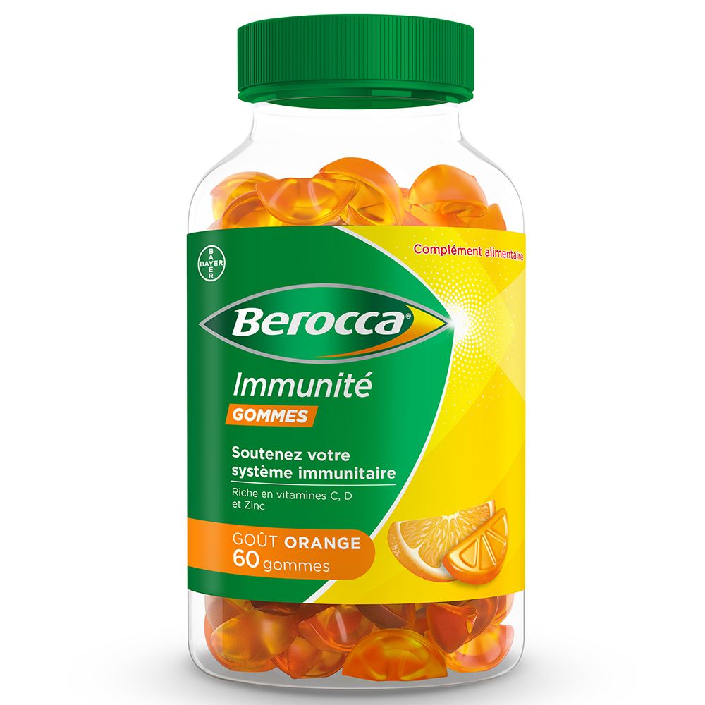 Berocca® Immunité gommes - Multivitamines et minéraux - Complément alimentaire - Source de vitamine 