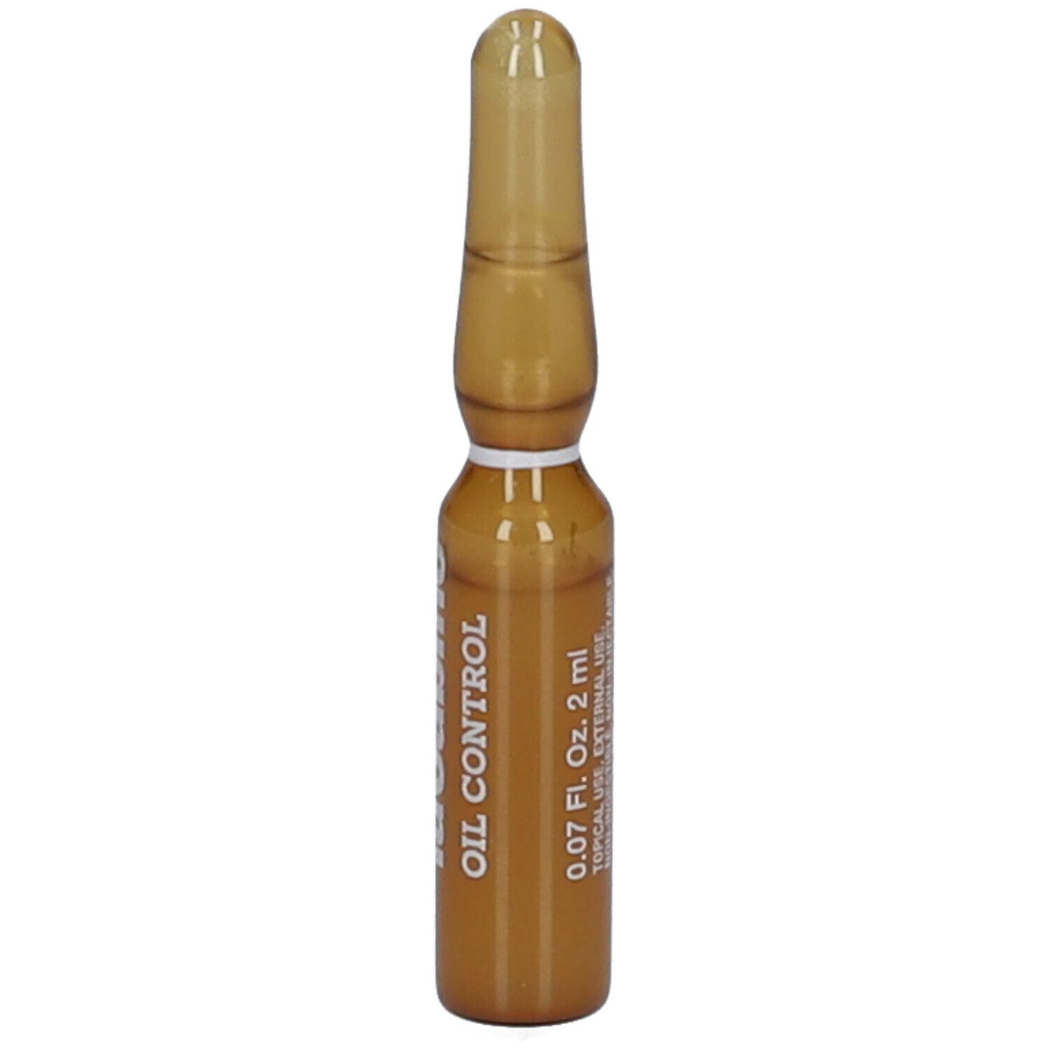 Ampoule brune avec texte blanc: OIL CONTROL. 0.07 Fl. Oz. 2 ml.