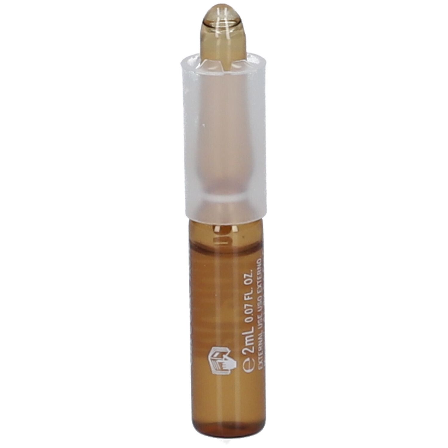 Bruine ampul met witte dop. Opschrift: LaCabine, 10%, 2ml.