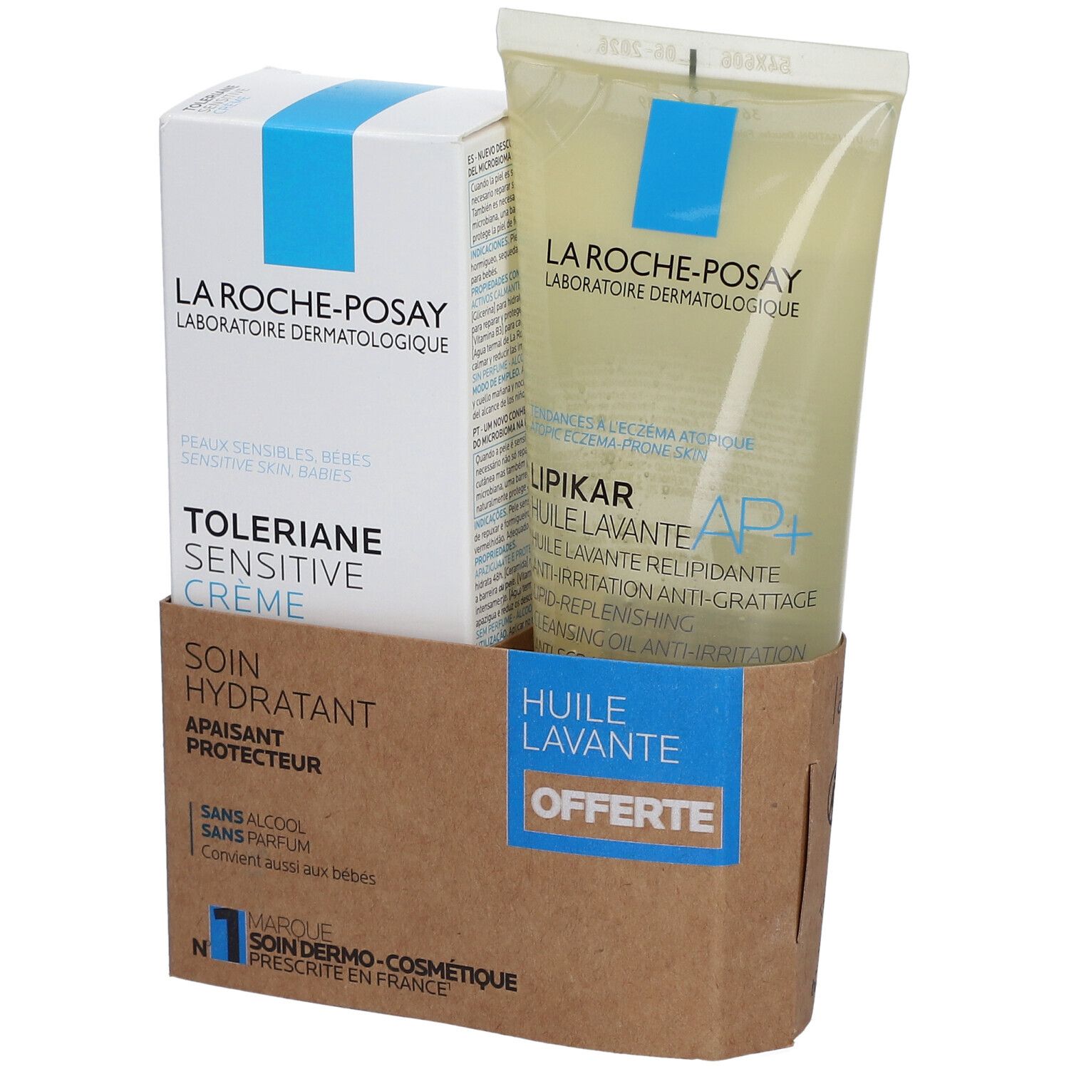 LA Roche Posay Toleriane Sensitive Crème Soin Hydratant + Lipikar AP+ Huile Lavante