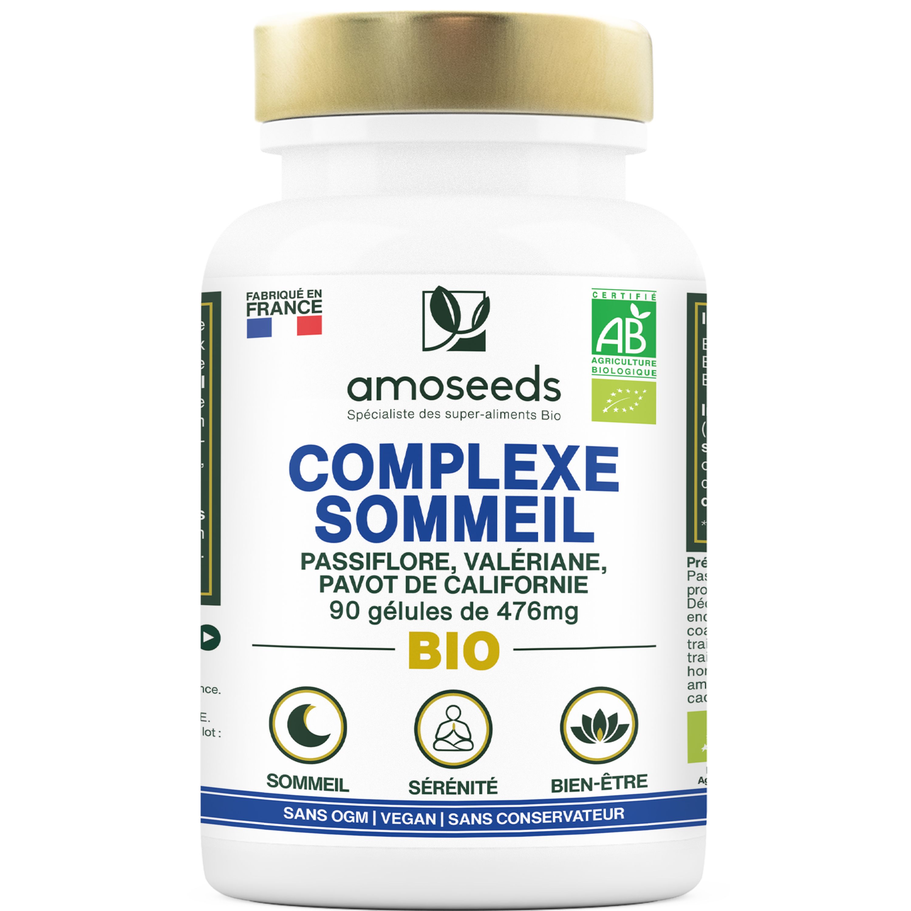 amoseeds Complexe Sommeil BIO - Passiflore, Valériane, Pavot DE Californie