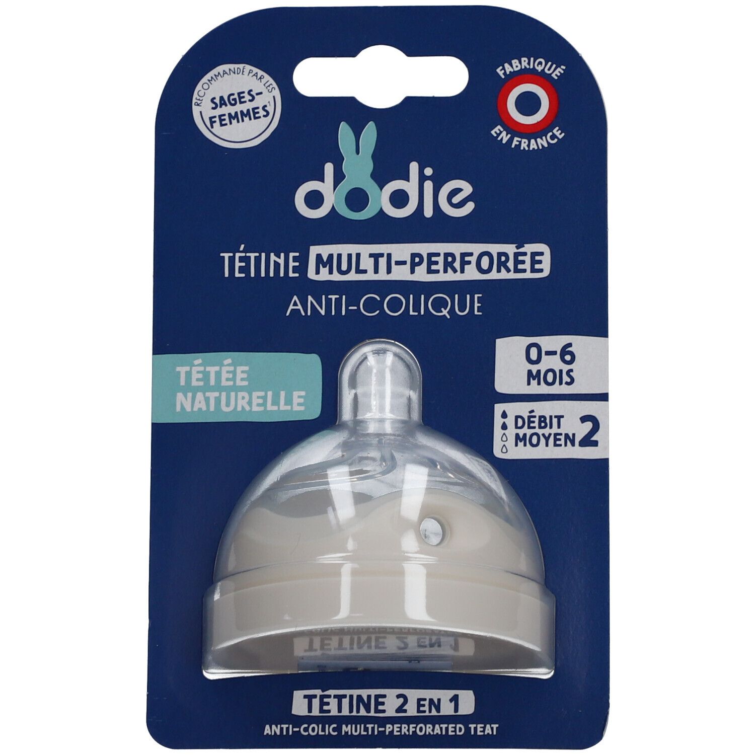 Dodie Tétine Multi-Perforée Anti-Colique Débit 2 Moyen +0