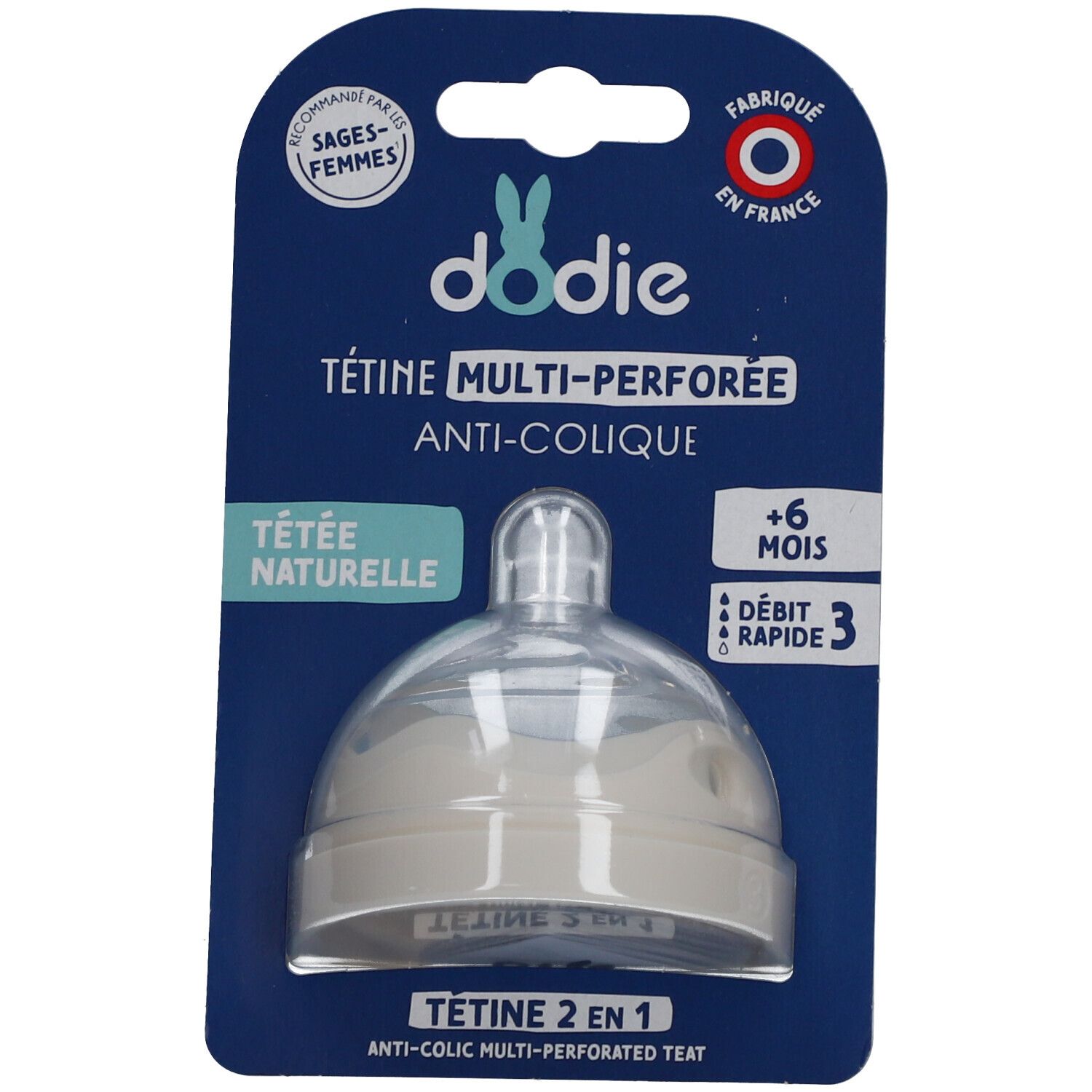 Dodie Tétine Multi-Perforée Anti-Colique Débit 3 Rapide +6M