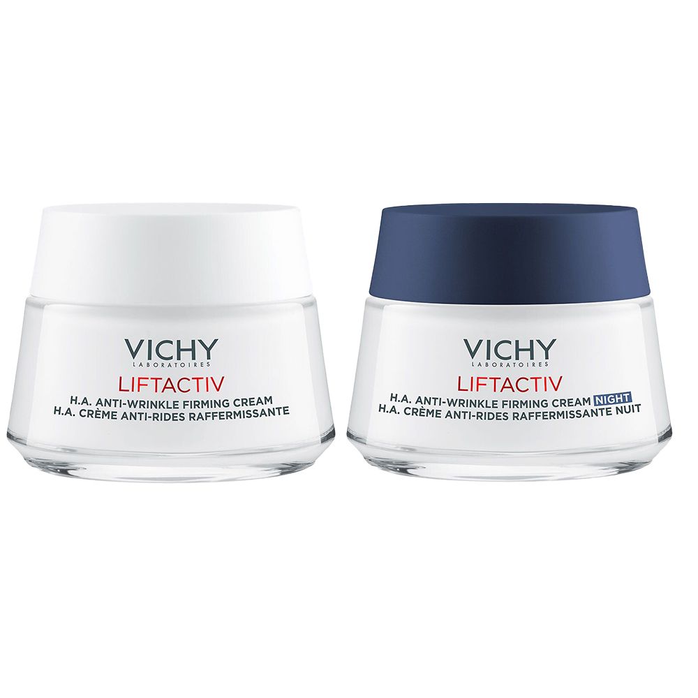 Vichy Liftactiv crème de jour H.a. anti-rides raffermissante pour peau sèche + Crème de nuit H.a. an