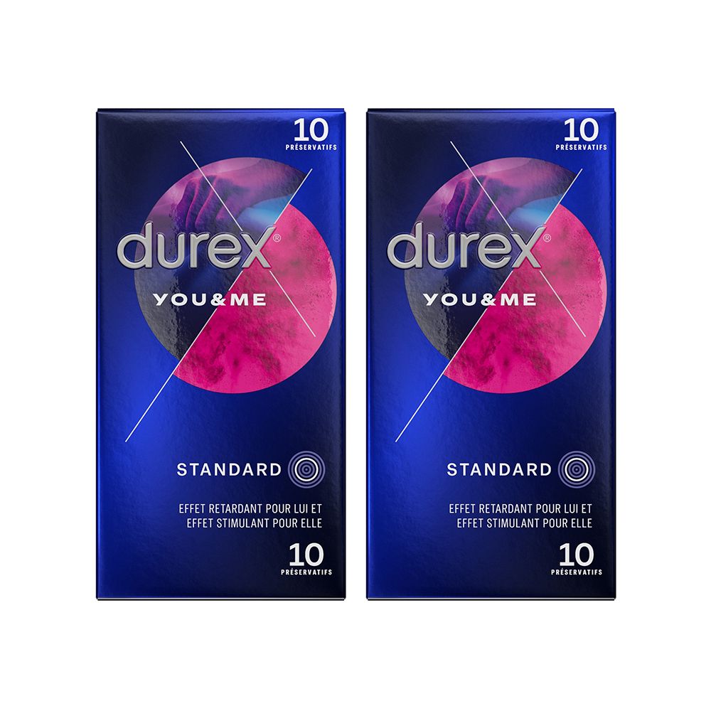 Durex Préservatifs You & Me - 2 x 10 Préservatifs Retardants et Stimulants