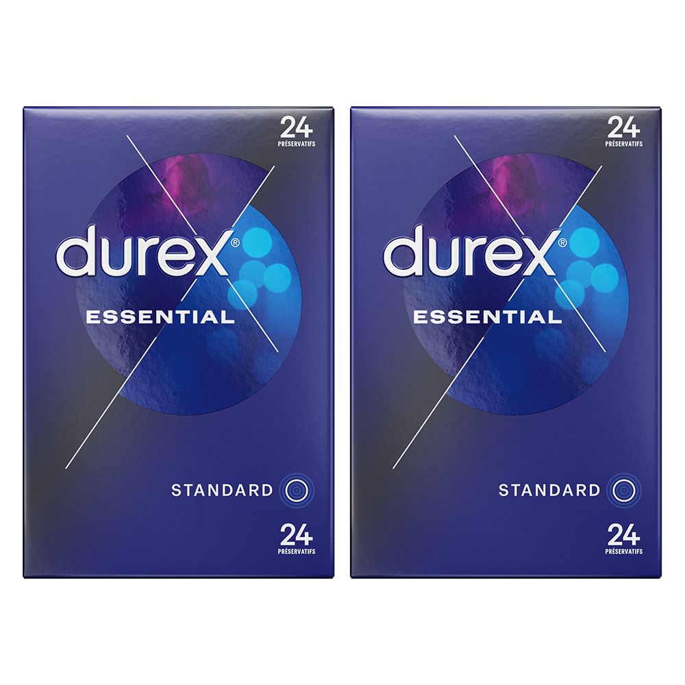 Durex Préservatifs Essential - 2 x 24 Préservatifs Extra Lubrifiés - Confort et Sécurité