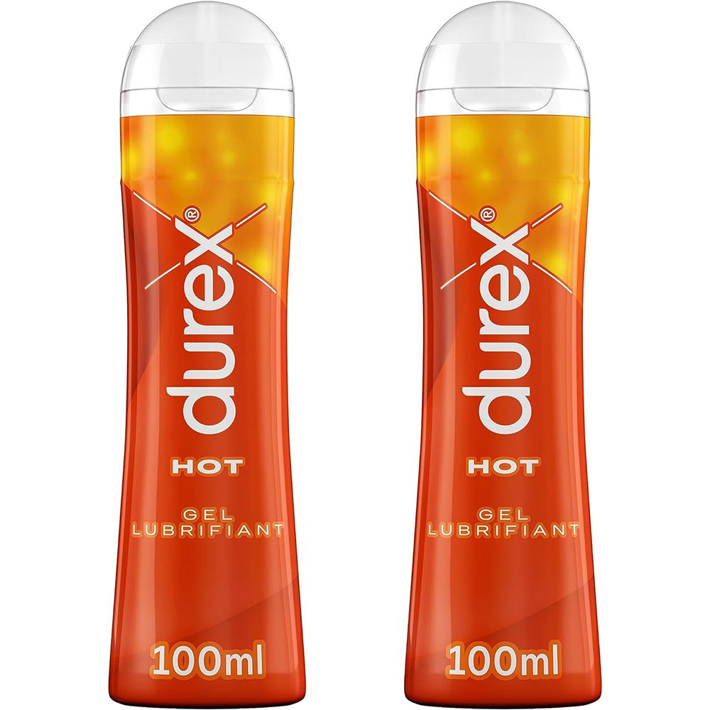 Durex Gel Lubrifiant Hot - Effet Chauffant - Lubrifiant à Base d'Eau - 2 x 100 ml