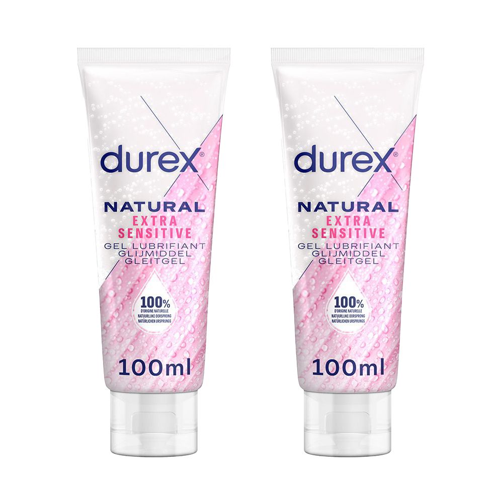 Durex Gel Lubrifiant 100% d'origine Naturel – Extra Sensitive à l'Aloe Vera - 2 x 100 ml