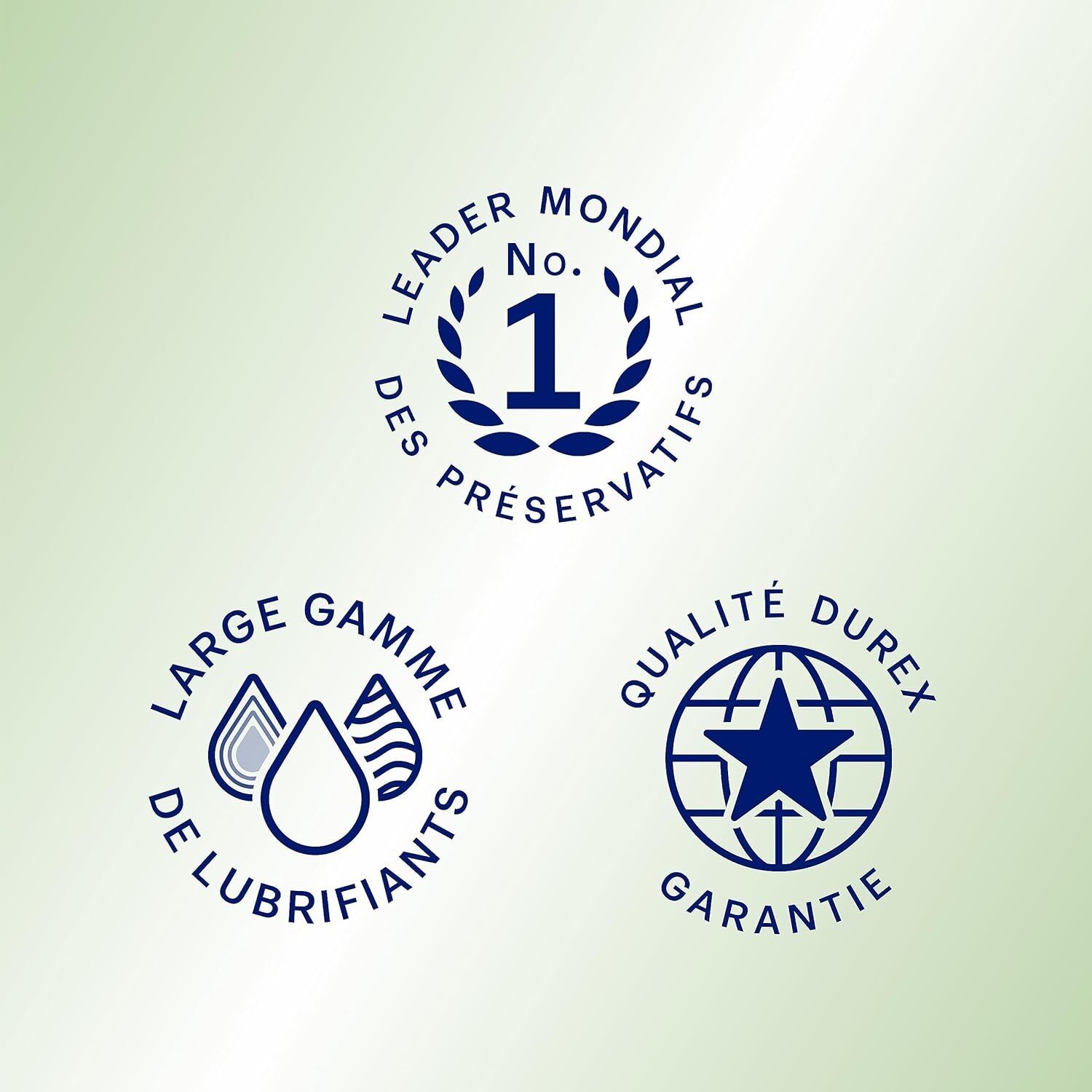 Trois logos: Leader mondial, large gamme de lubrifiants, qualité Durex.