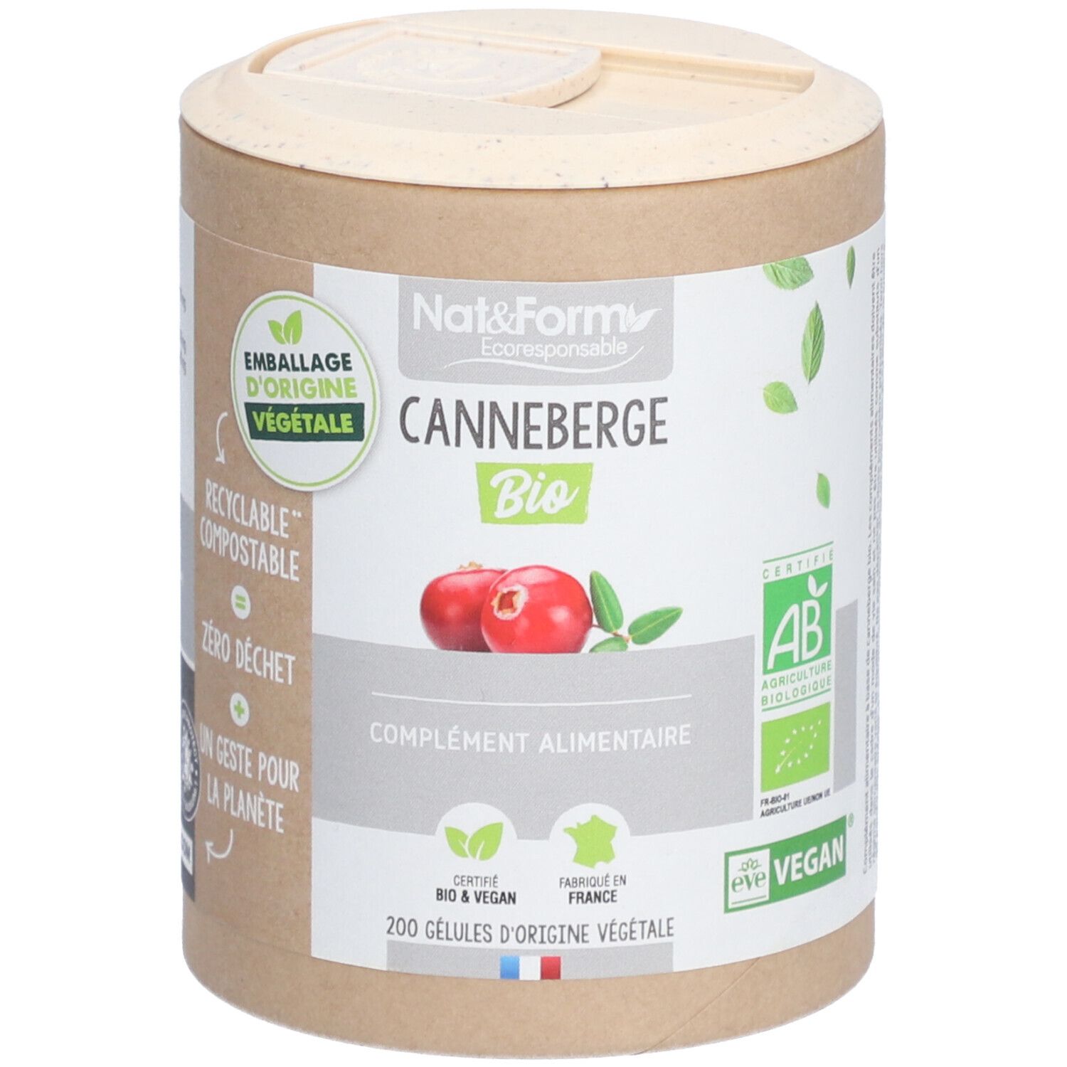 Nat&Form Canneberge Bio en gélules 200 gélules
