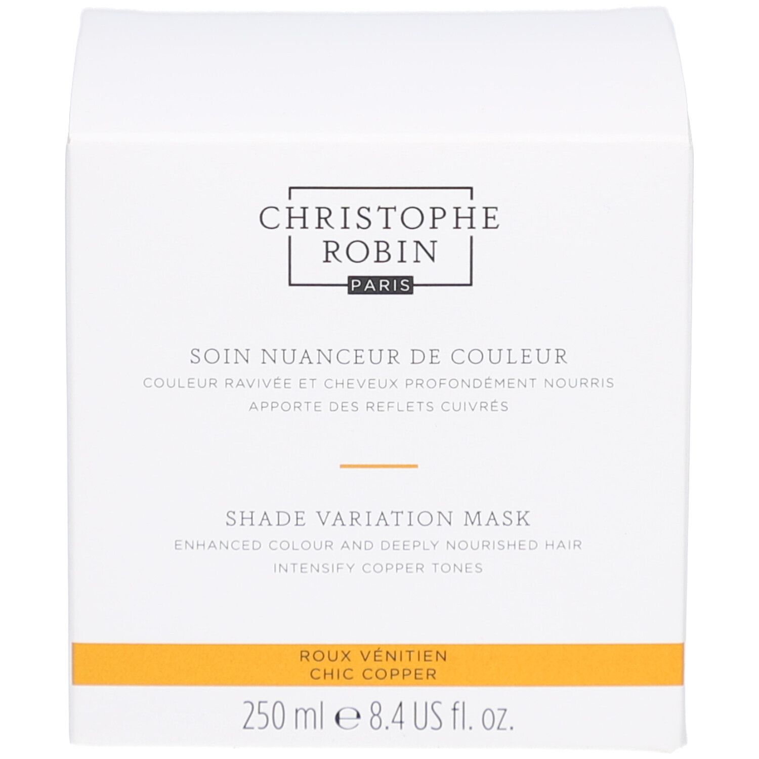 Weißer Karton. Text: Christophe Robin, Shade Variation Mask, 250 ml.