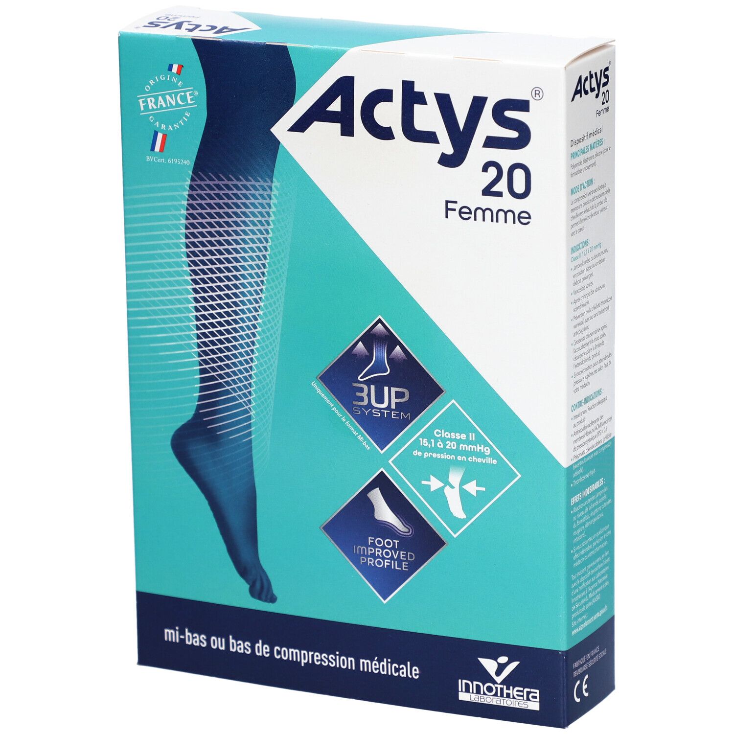 Actys 20 Femme - Bas cuisse médical de compression, antiglisse, classe 2,  femme. noir, co