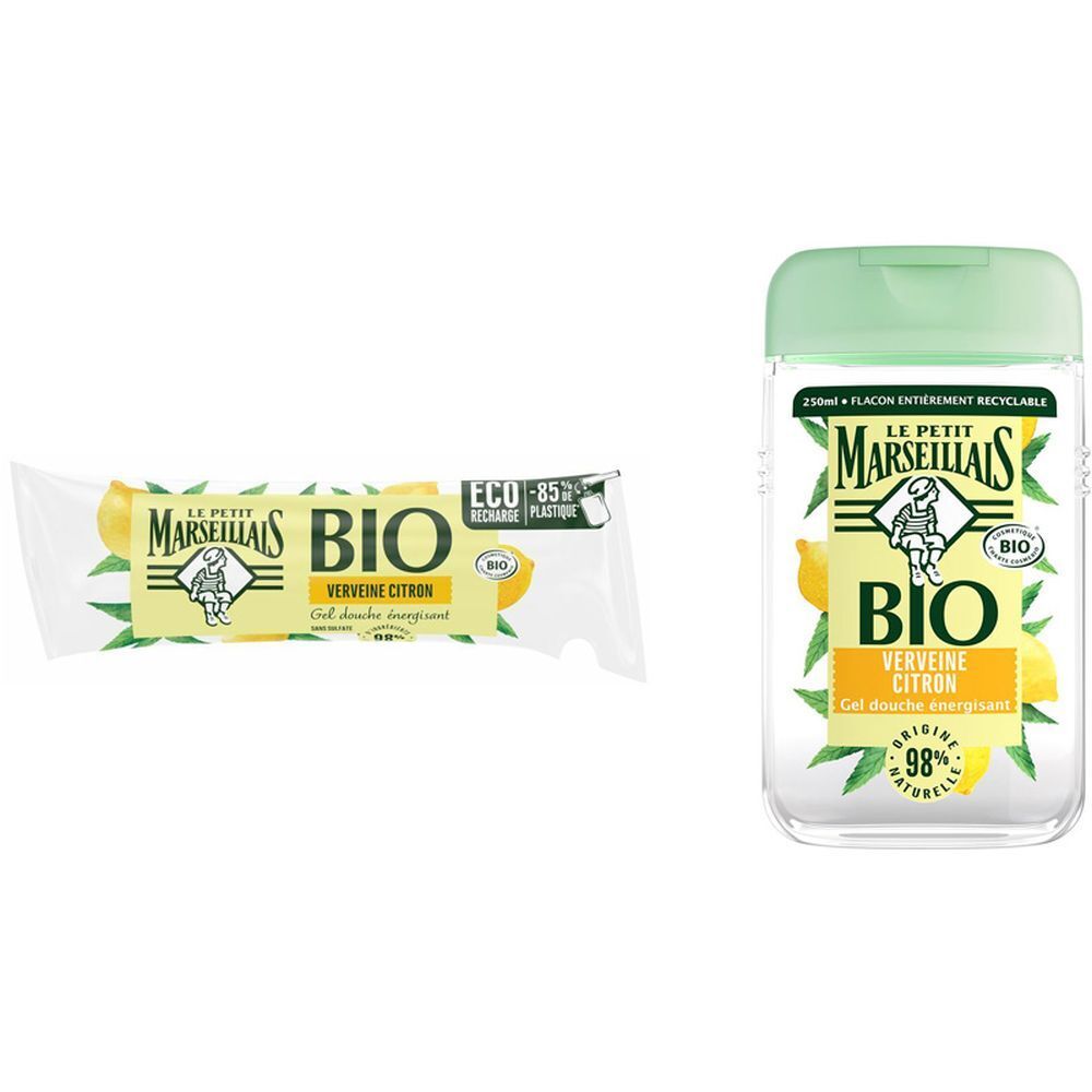Le Petit Marseillais Gel Douche Bio Energisant, au pH neutre, Verveine Citron, 250ml
