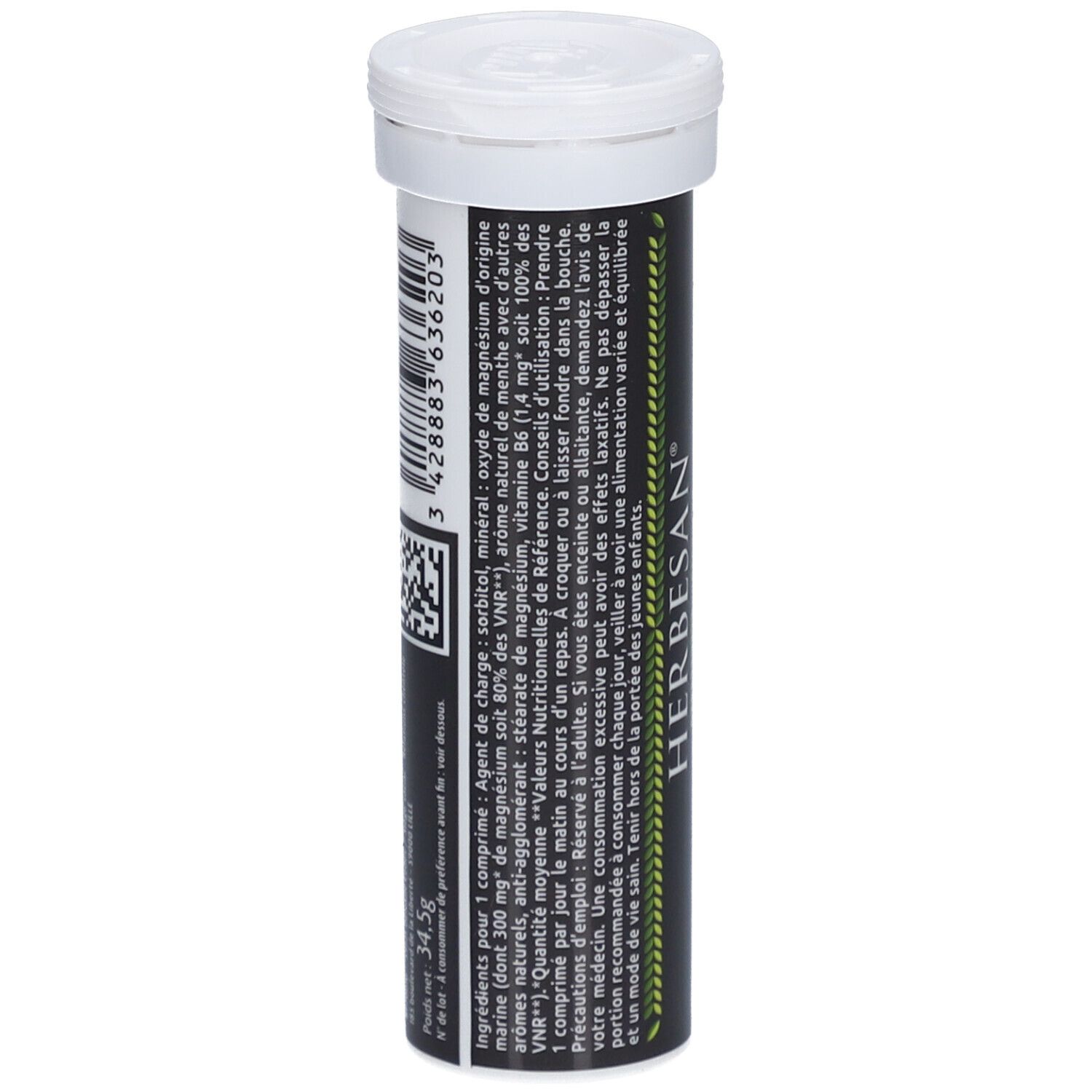 Rückseite der Dose. Text mit Inhaltsstoffen und Nährwertangaben. Barcode und weitere Informationen.