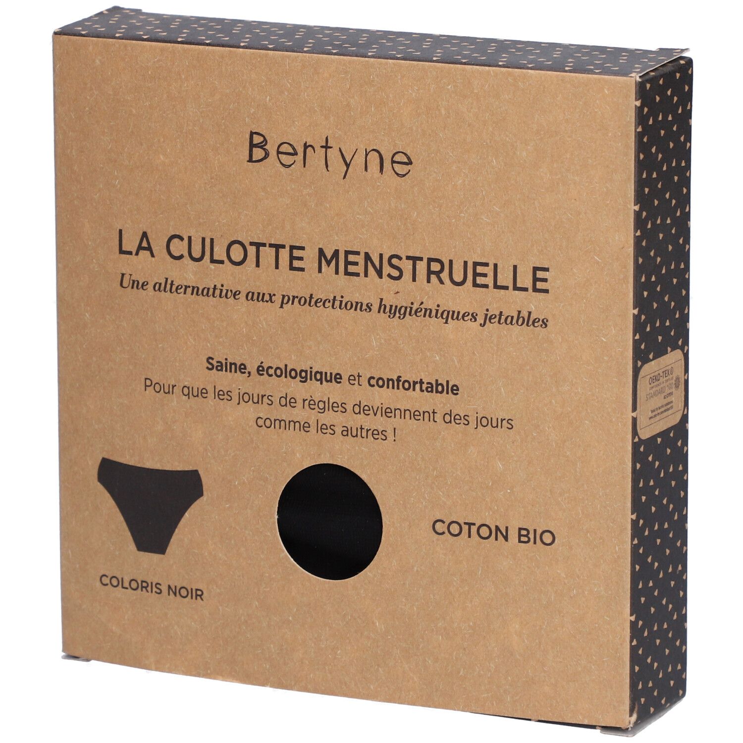 Bertyne La Culotte Menstruelle - Coton bio - Flux moyen - Taille XL - Noir