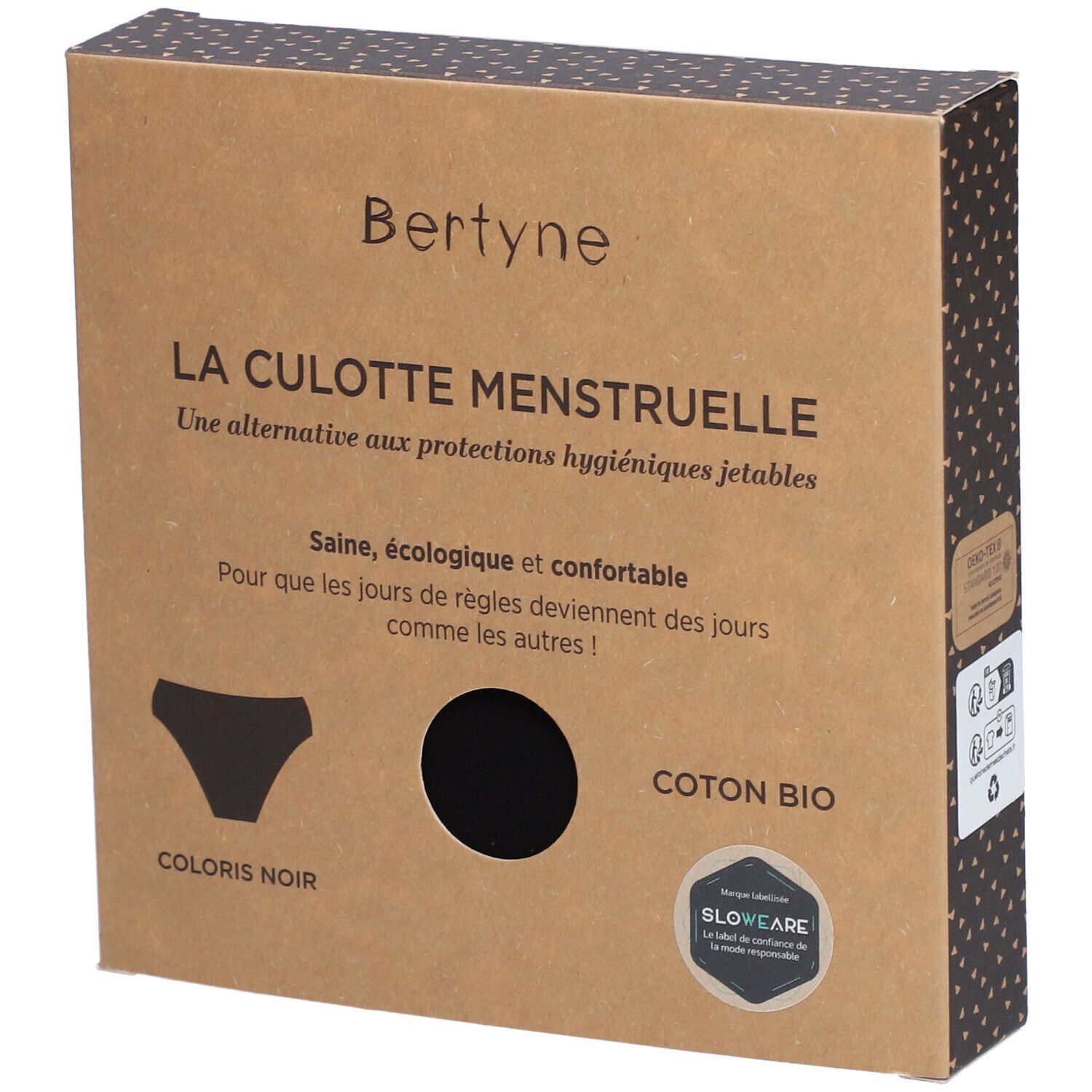Bertyne La Culotte Menstruelle - Coton bio - Flux moyen - Taille L - Noir