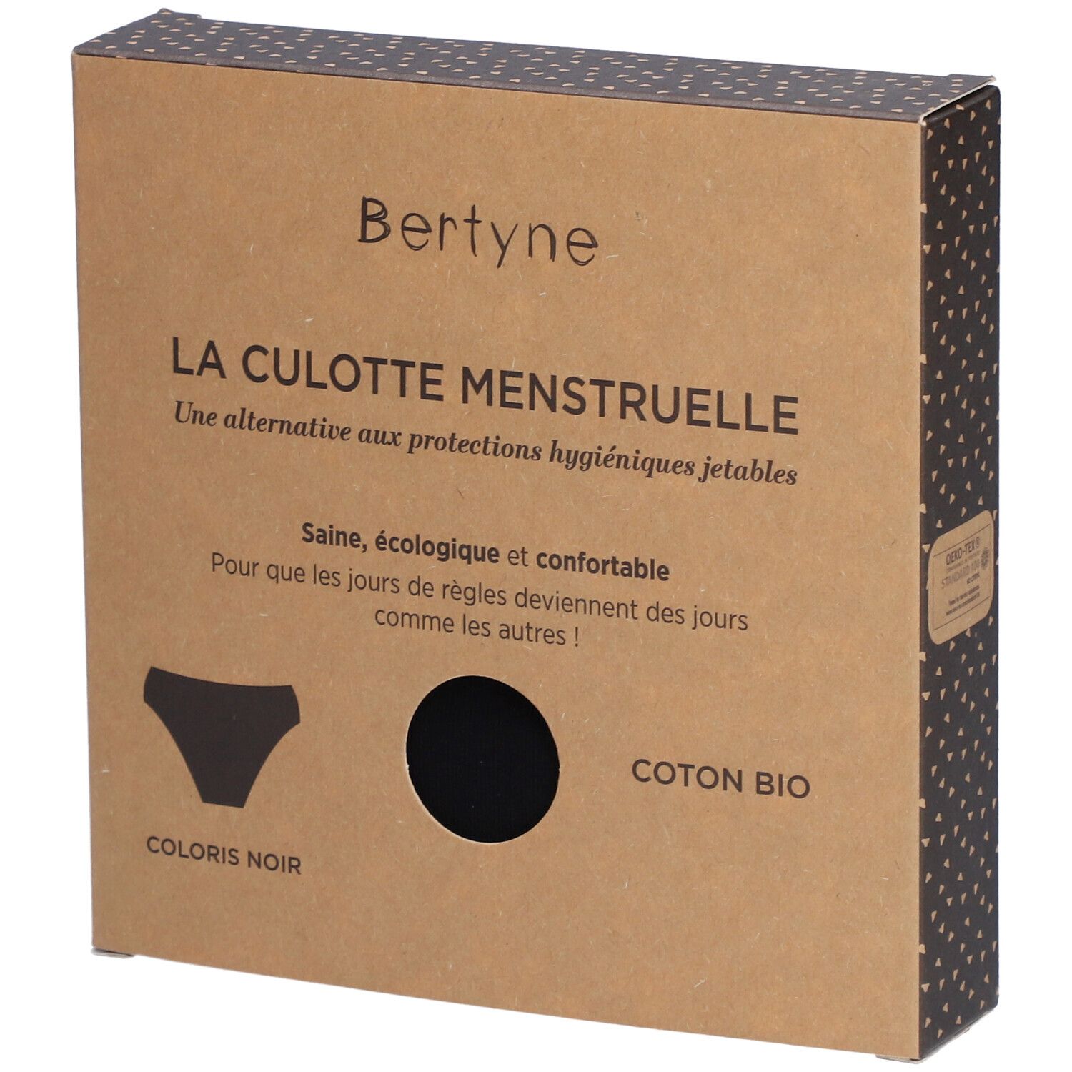 Bertyne La Culotte Menstruelle - Coton bio - Flux moyen - Taille XS - Noir
