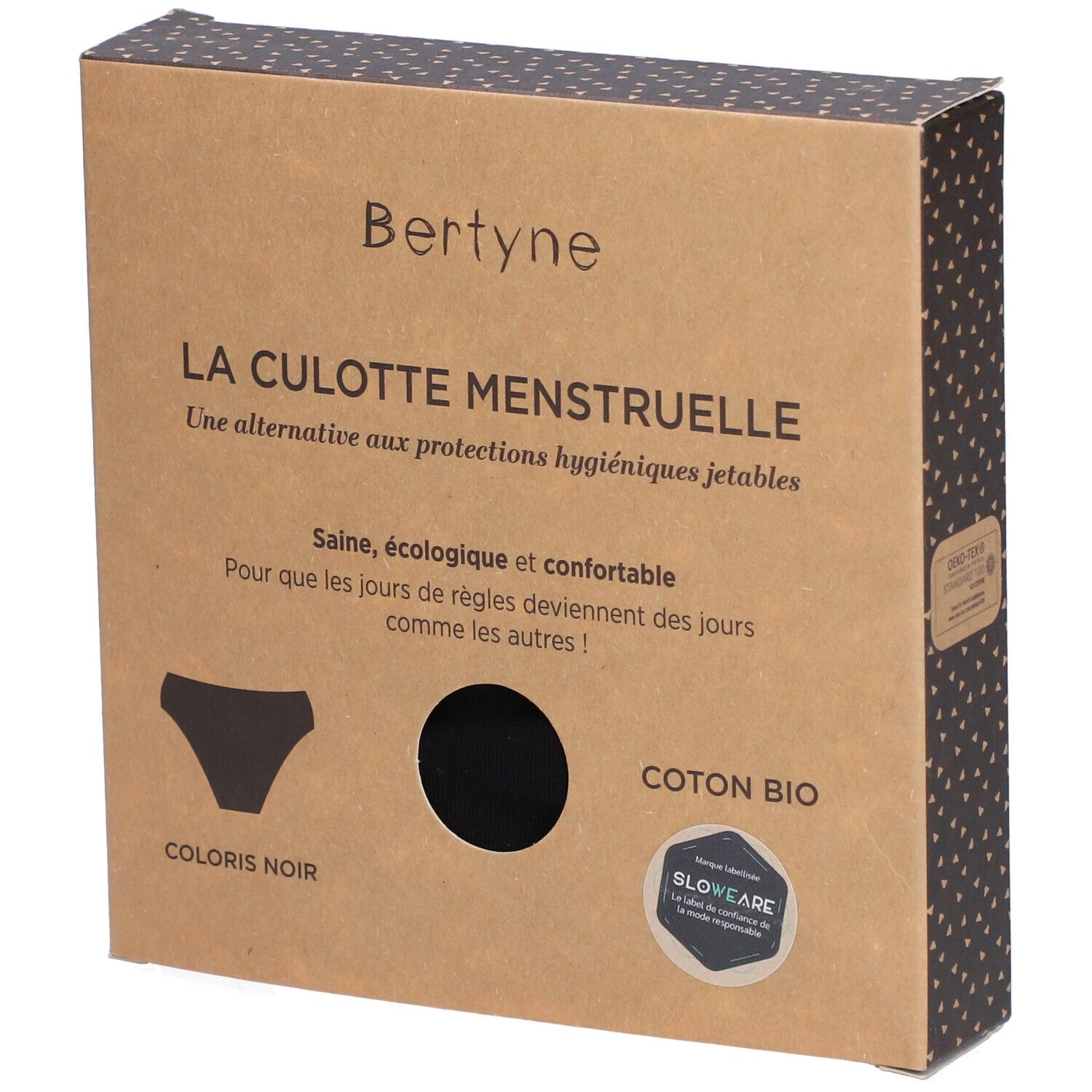 Bertyne La Culotte Menstruelle - Coton bio - Flux moyen - Taille 3XL - Noir