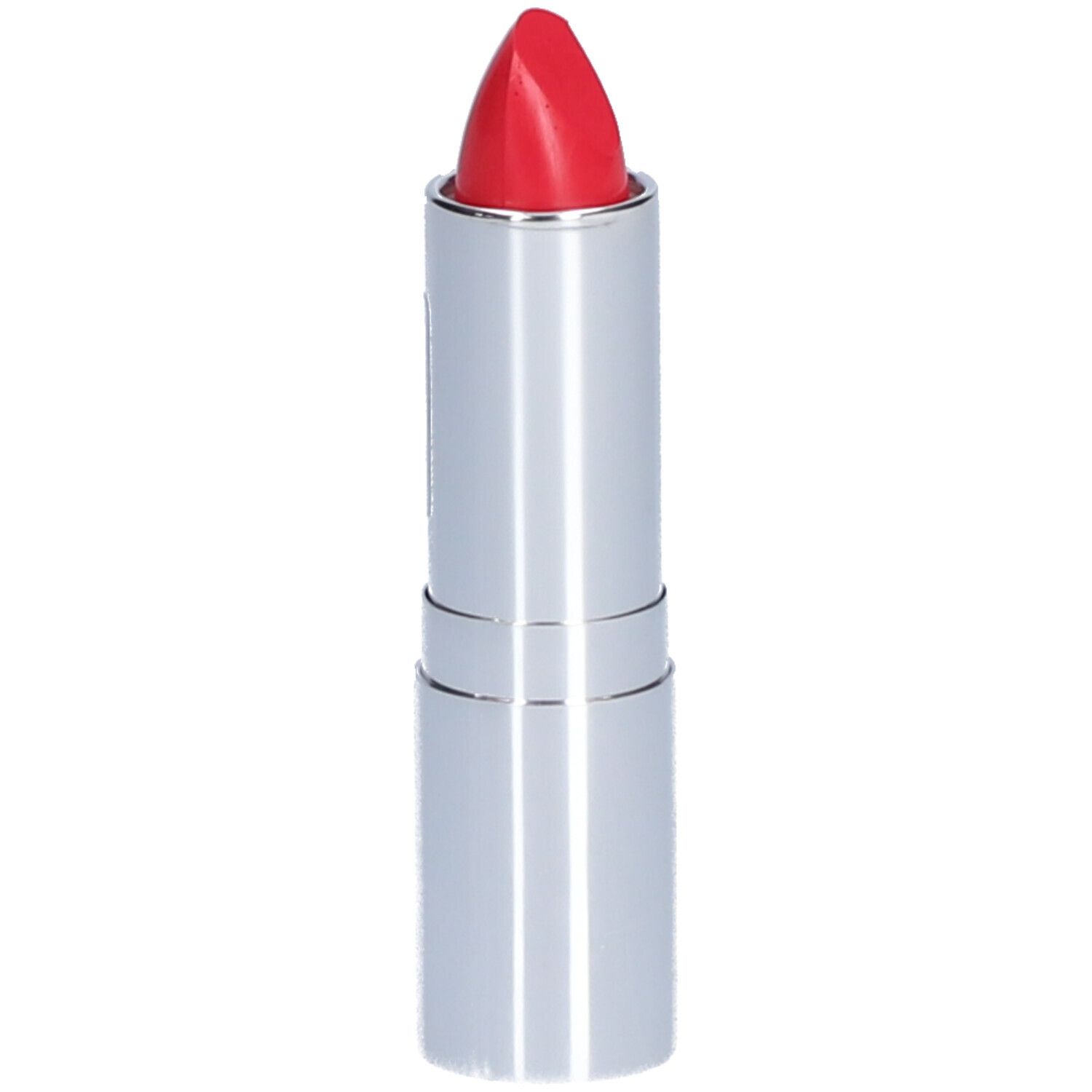 Roter Lippenstift in silberner Hülse.