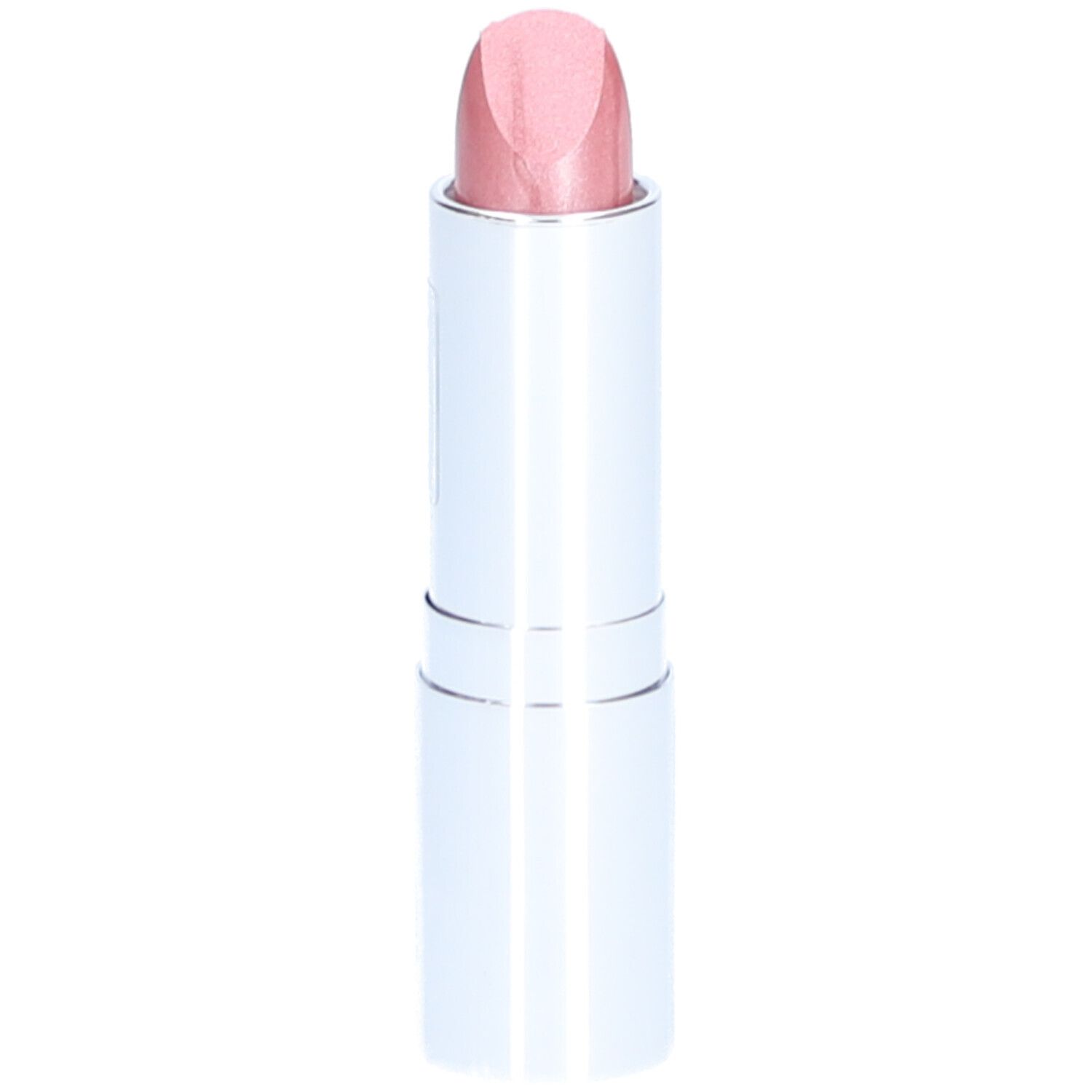 Lippenstift mit rosafarbenem Stift. Silberfarbene Hülse.