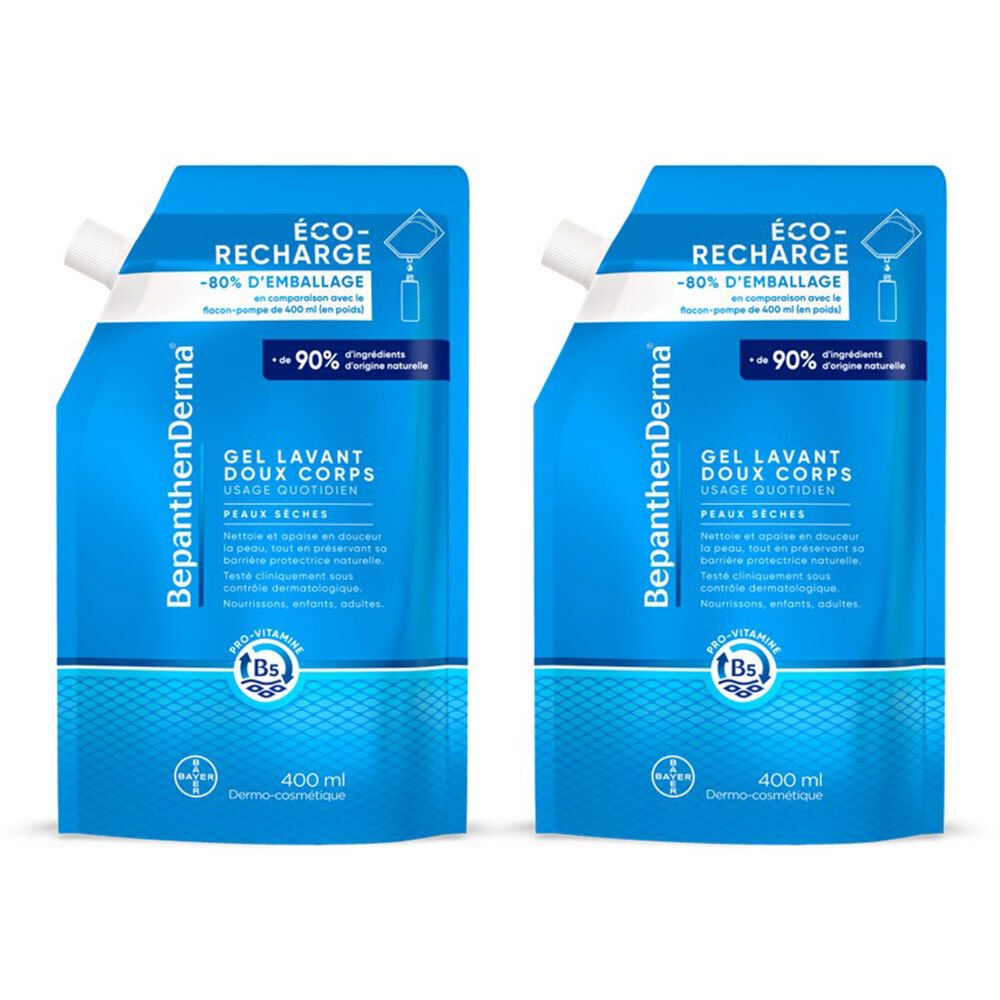 BepanthenDerma® Gel Lavant Doux Corps Éco-Recharge 400 ml Peaux Sèches et Sensibles