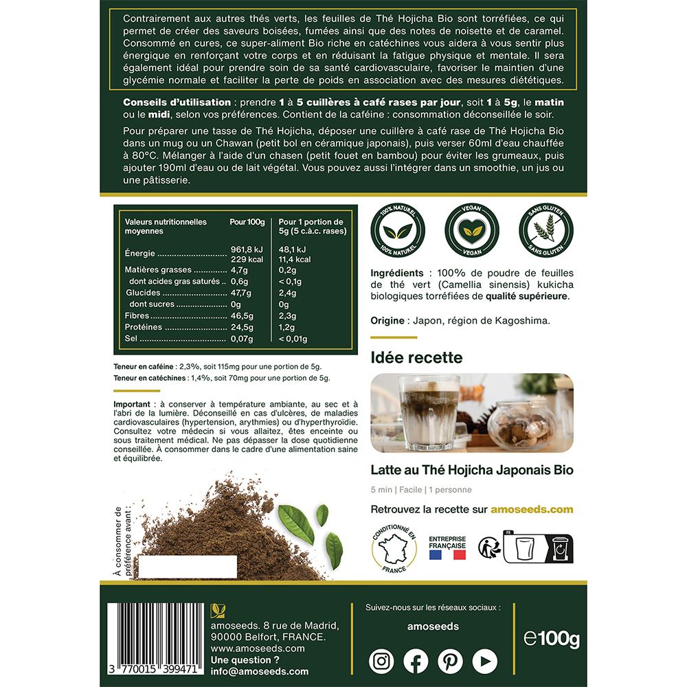 Rückseite der braunen Papiertüte. Enthält Nährwertangaben, Zutaten, Ursprung und Zubereitungshinweise. e100g.