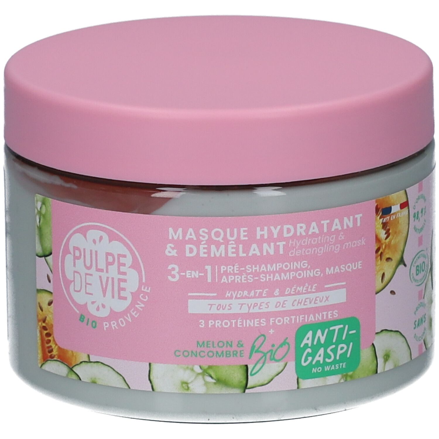 Pulpe DE VIE - Chapeau Melon Masque 3-en-1 hydratant & démêlant 300 mL