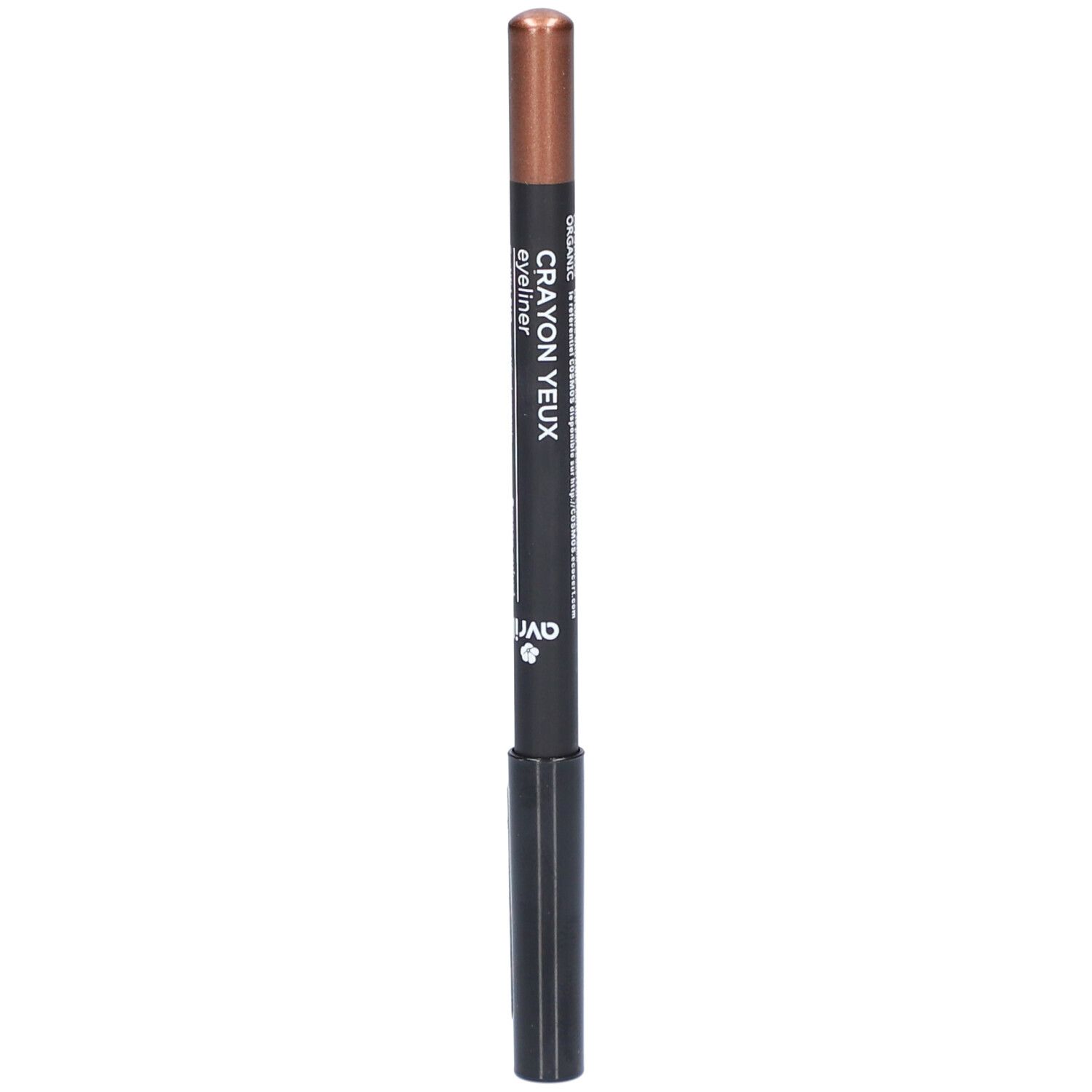 Crayon yeux AVRIL, bronze cuivré. Crayon noir avec pointe cuivrée. Inscription: CRAYON YEUX eyeliner.